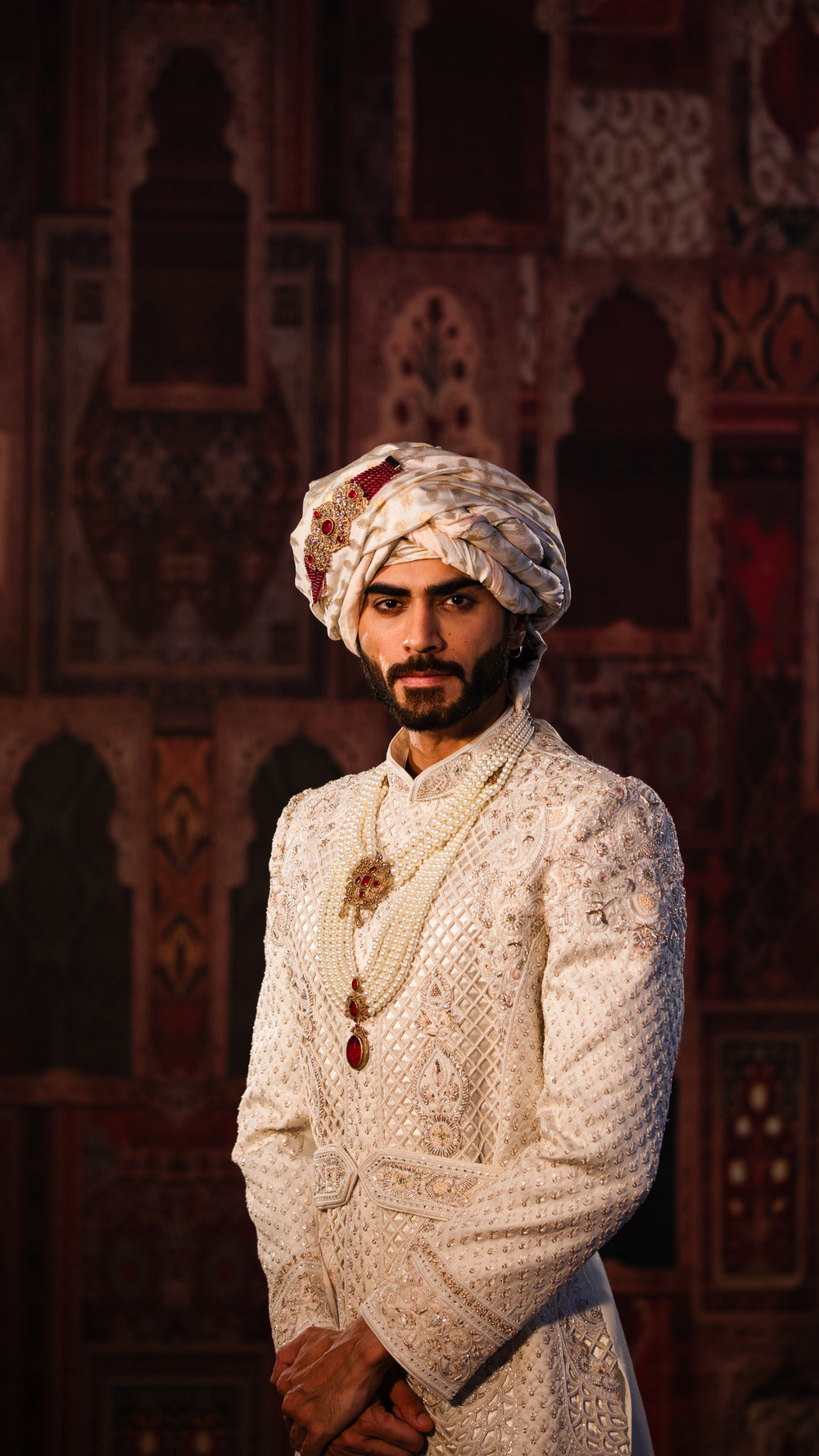 Rajwada Premium White Sherwani with Heavy Embroidery Work