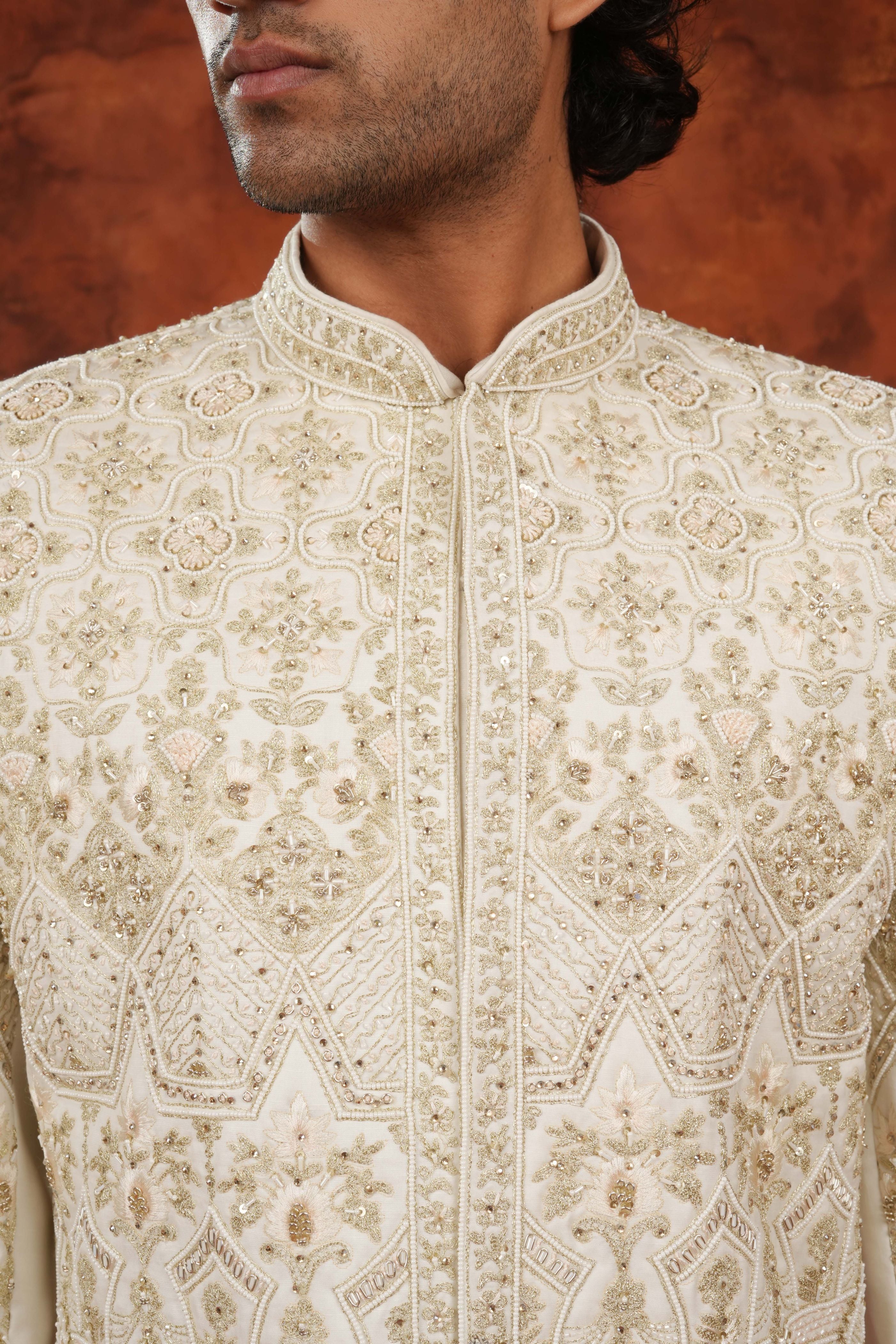 Stone Ivory Sherwani Set