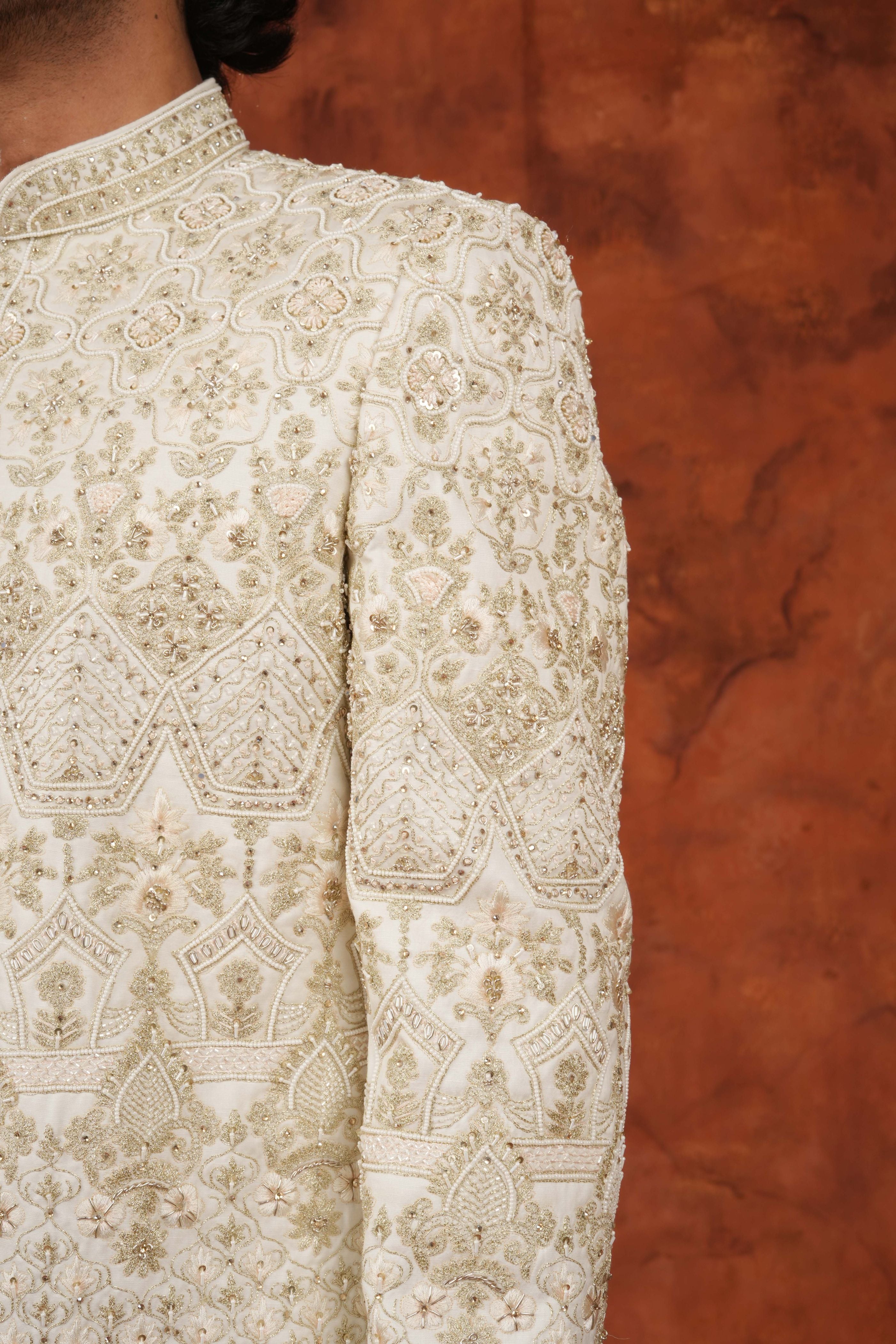 Stone Ivory Sherwani Set