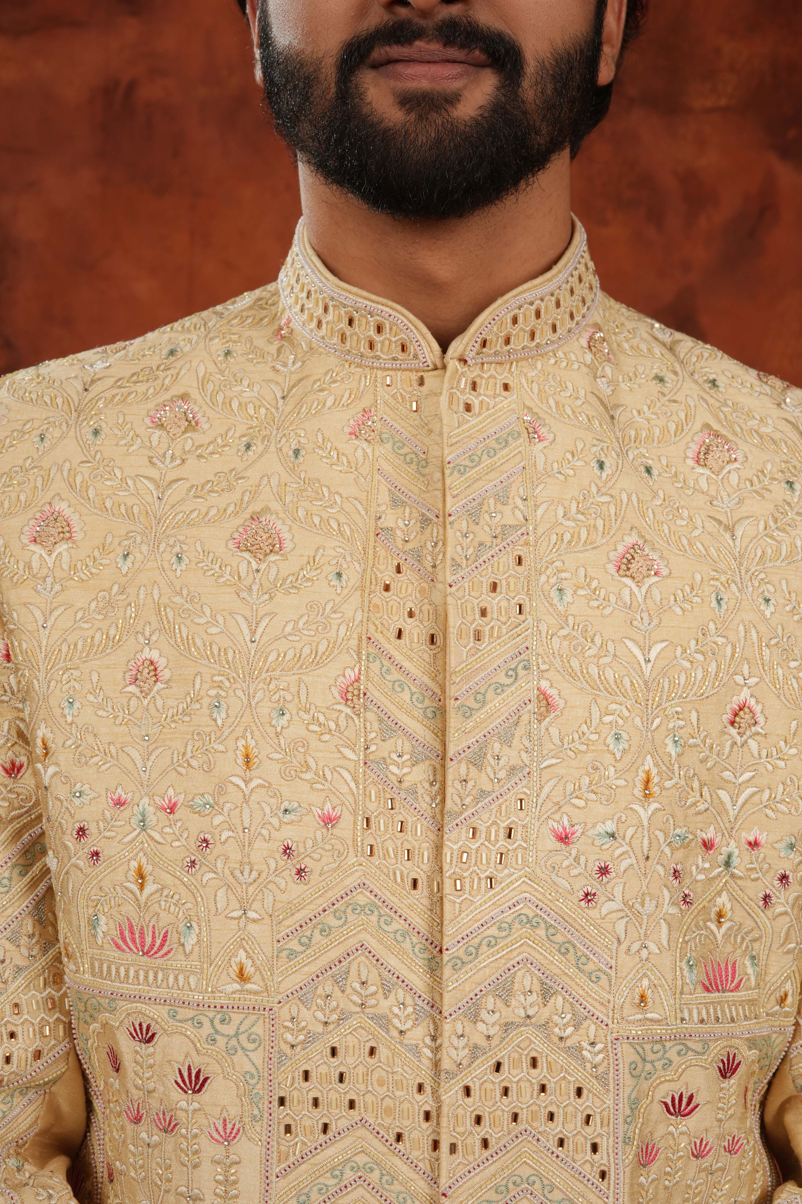 Suvarna Beige Sherwani Set