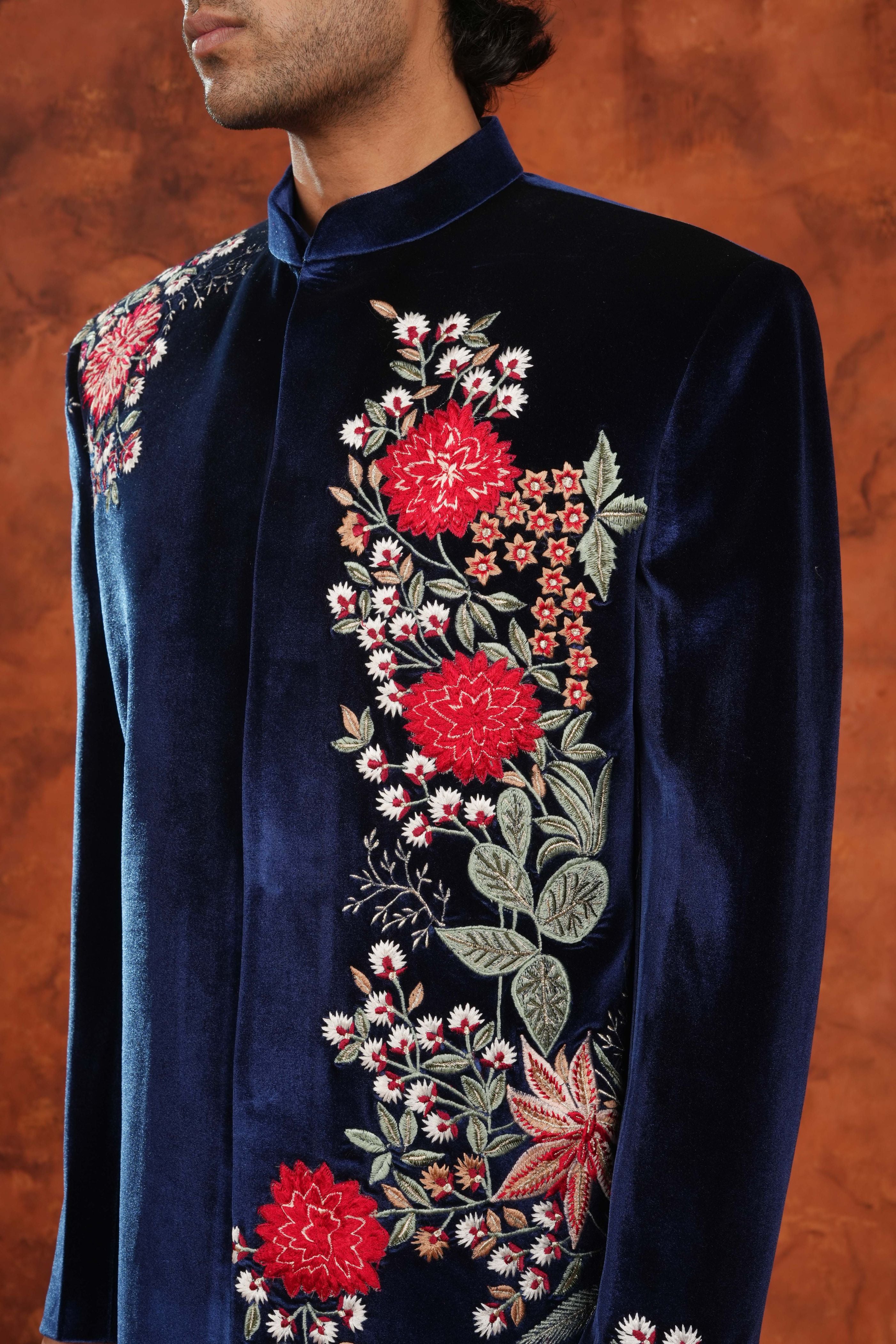 Regal Bloom Multicolor Threadwork Indowestern