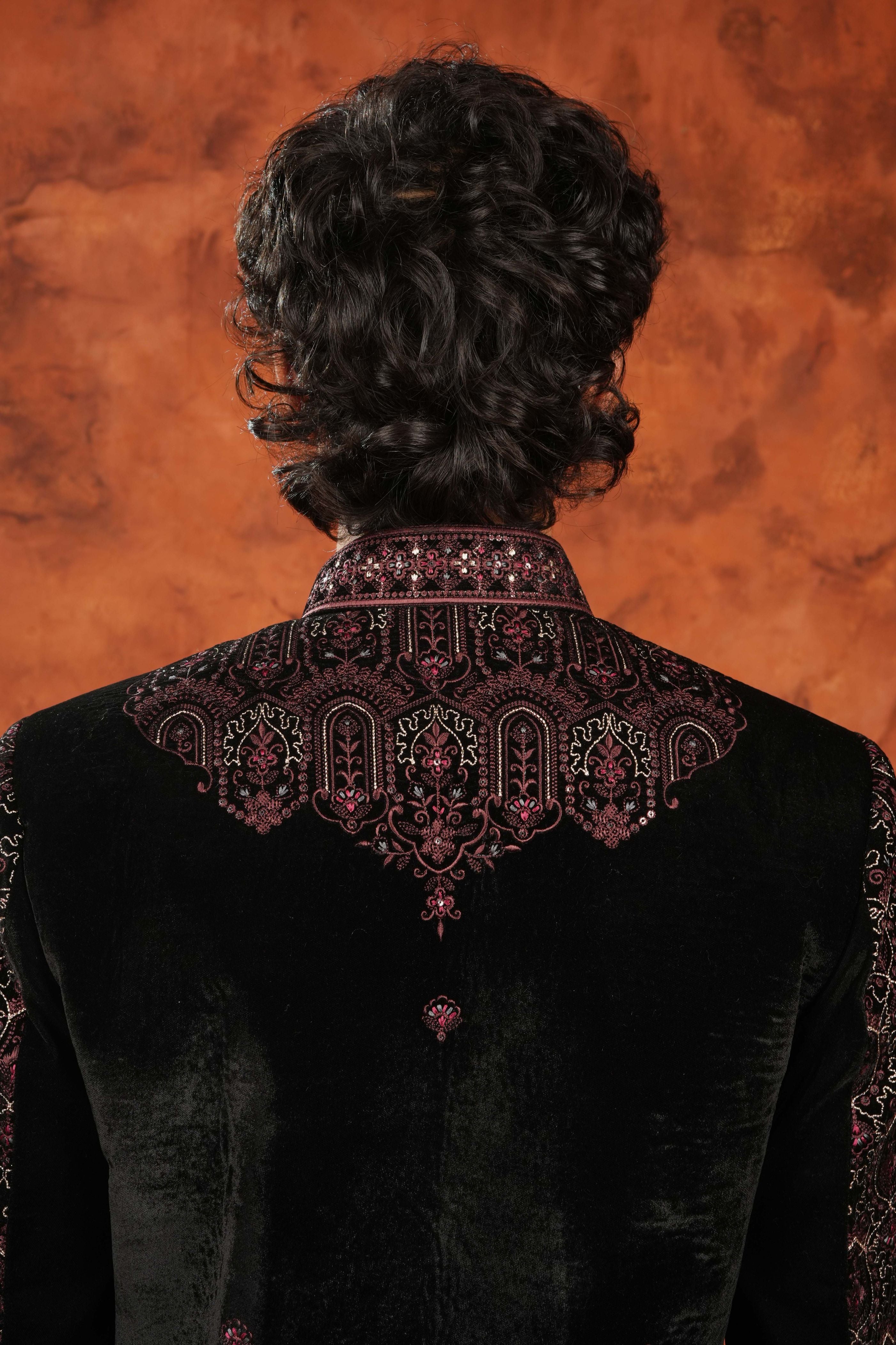 Imperial Garnet Zari Embroidered Indowestern