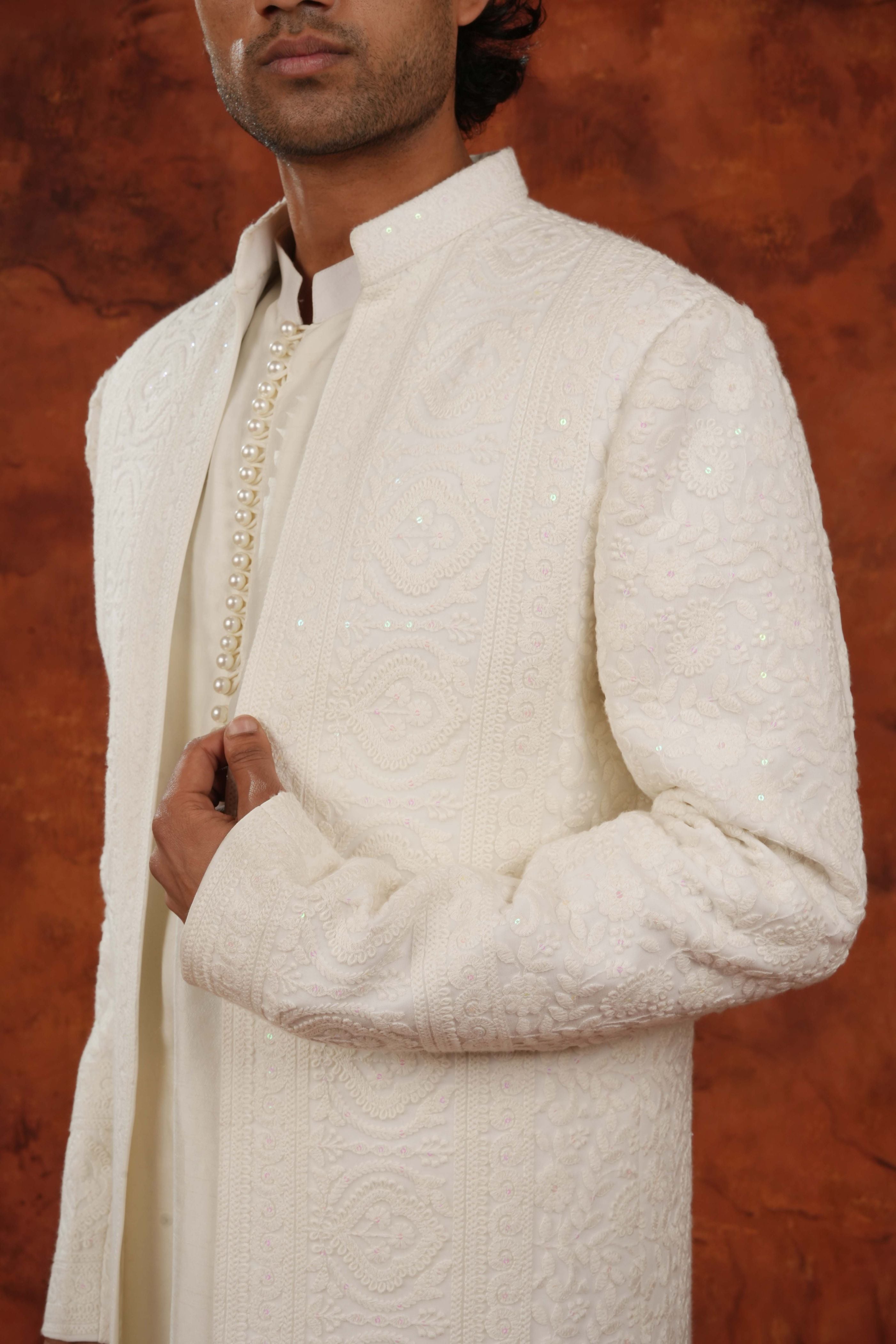 Ivory Grace Embroidered Indowestern Suit