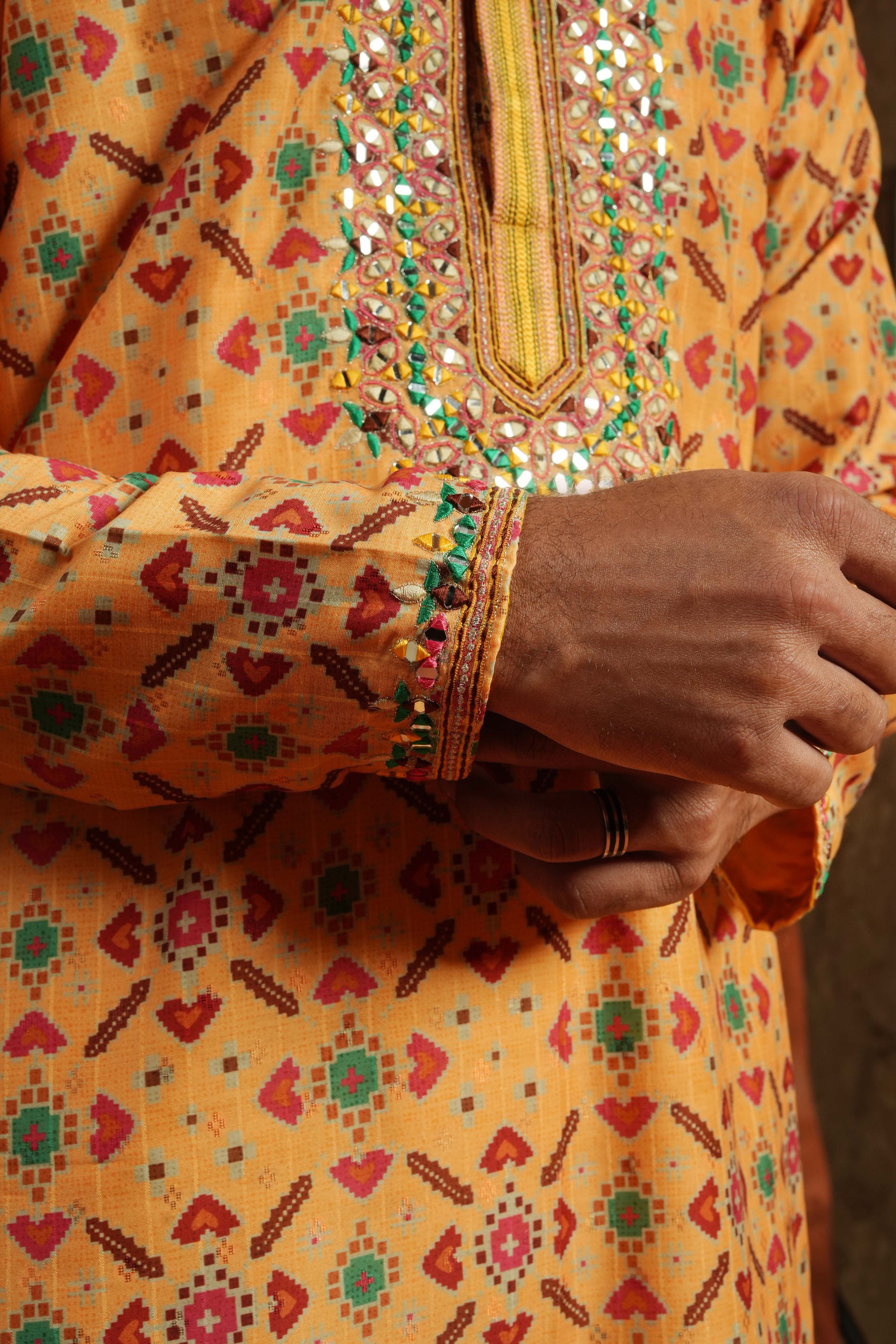 Vibrant Mustard Embroidered Kurta