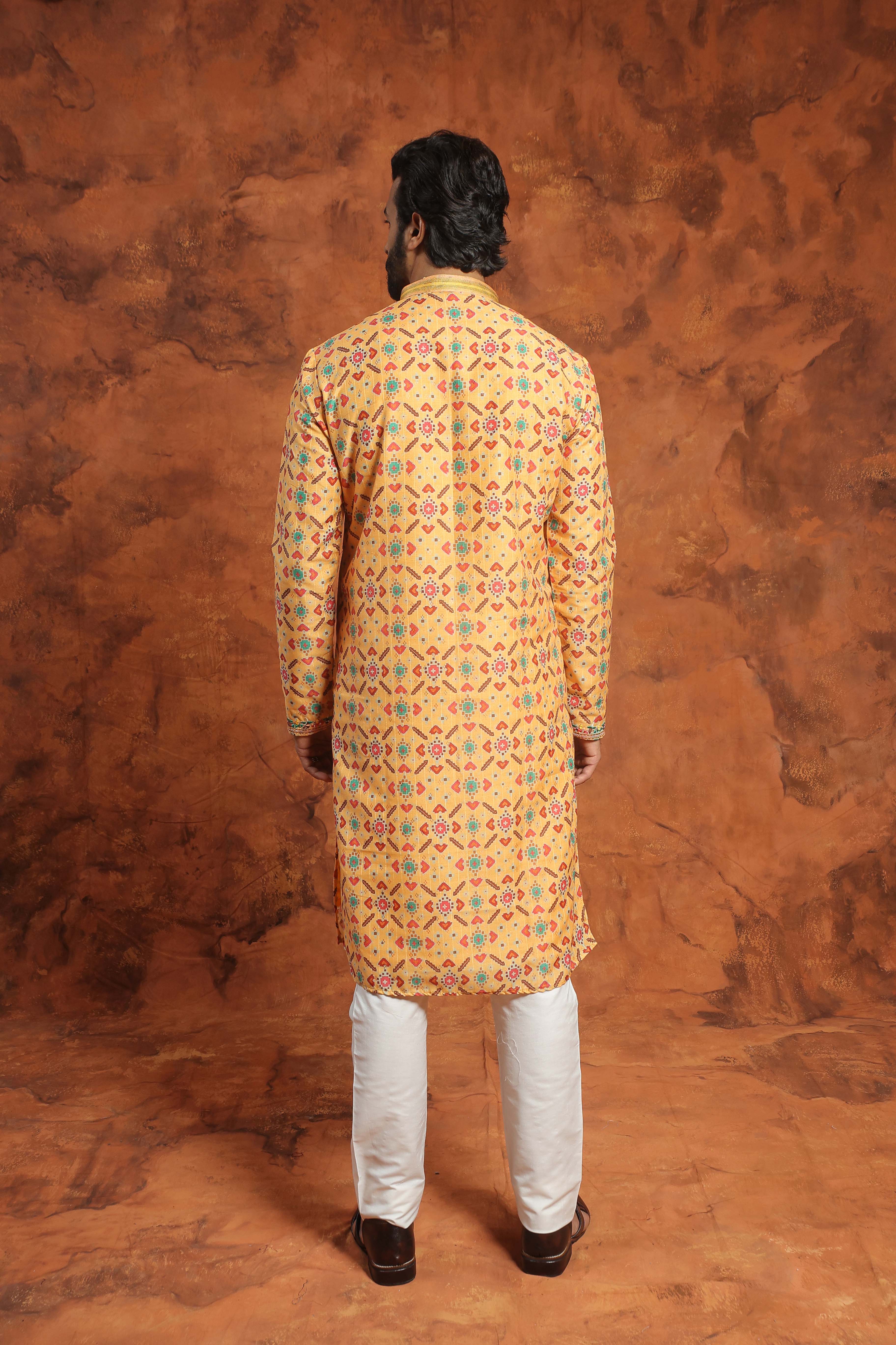 Vibrant Mustard Embroidered Kurta