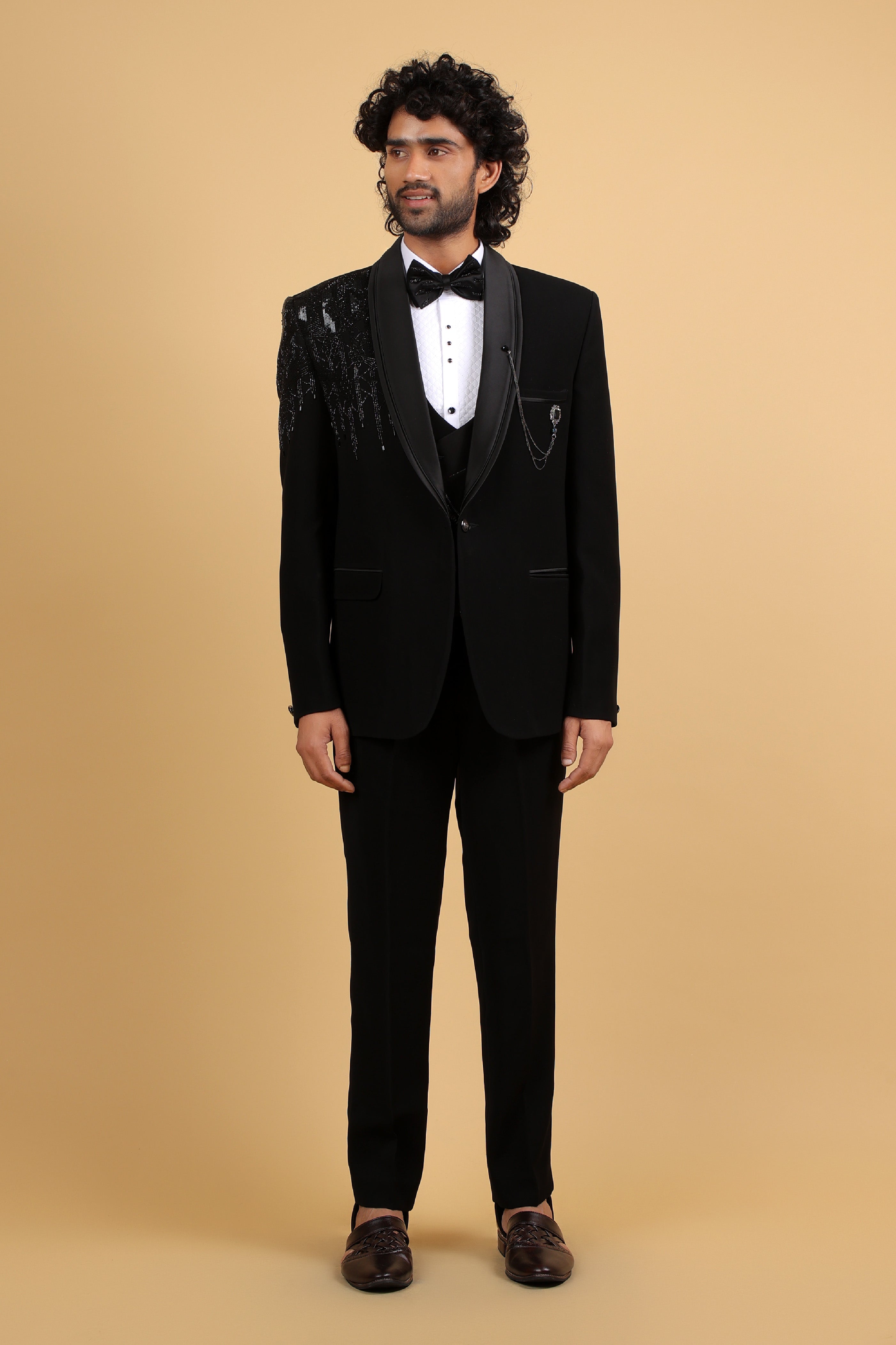 Noir Elegance Classic Embroidered Tuxedo Set