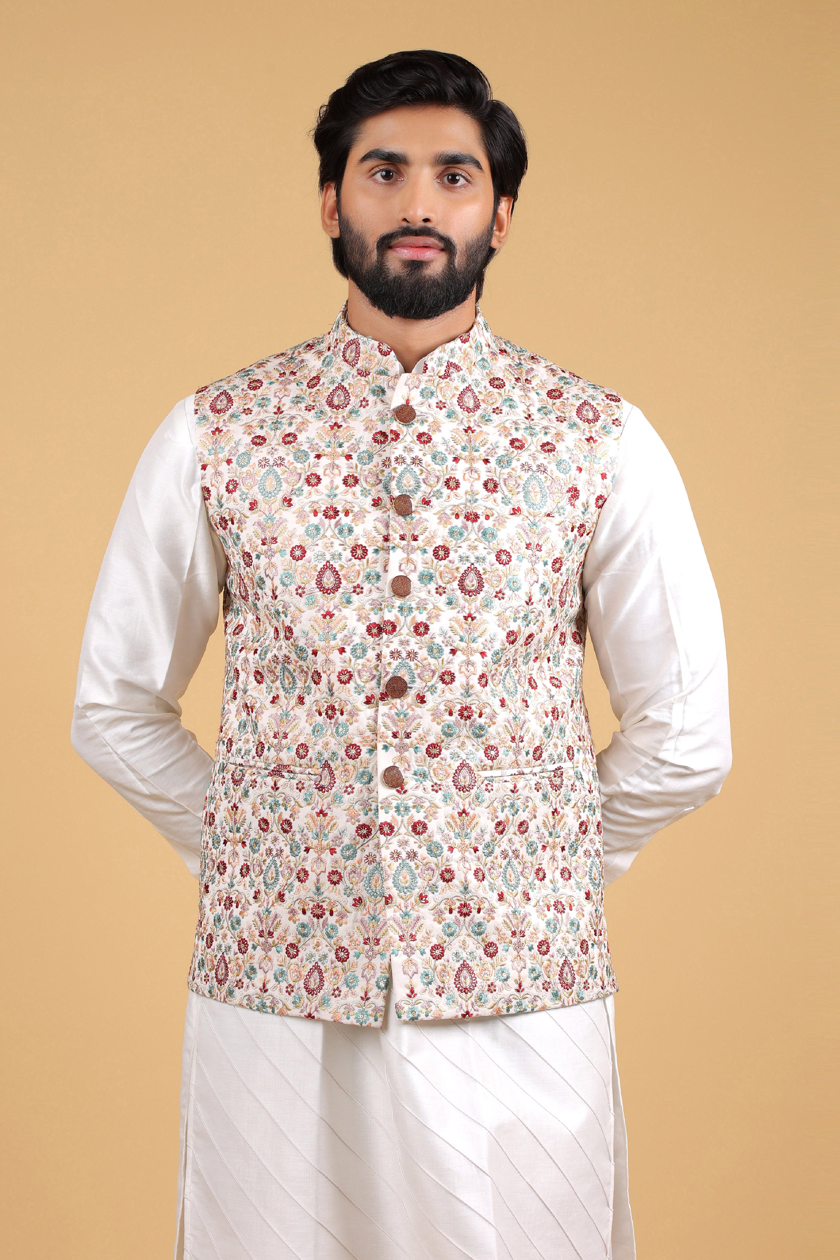 Regal Multicolor Zari Embroidered Sadri