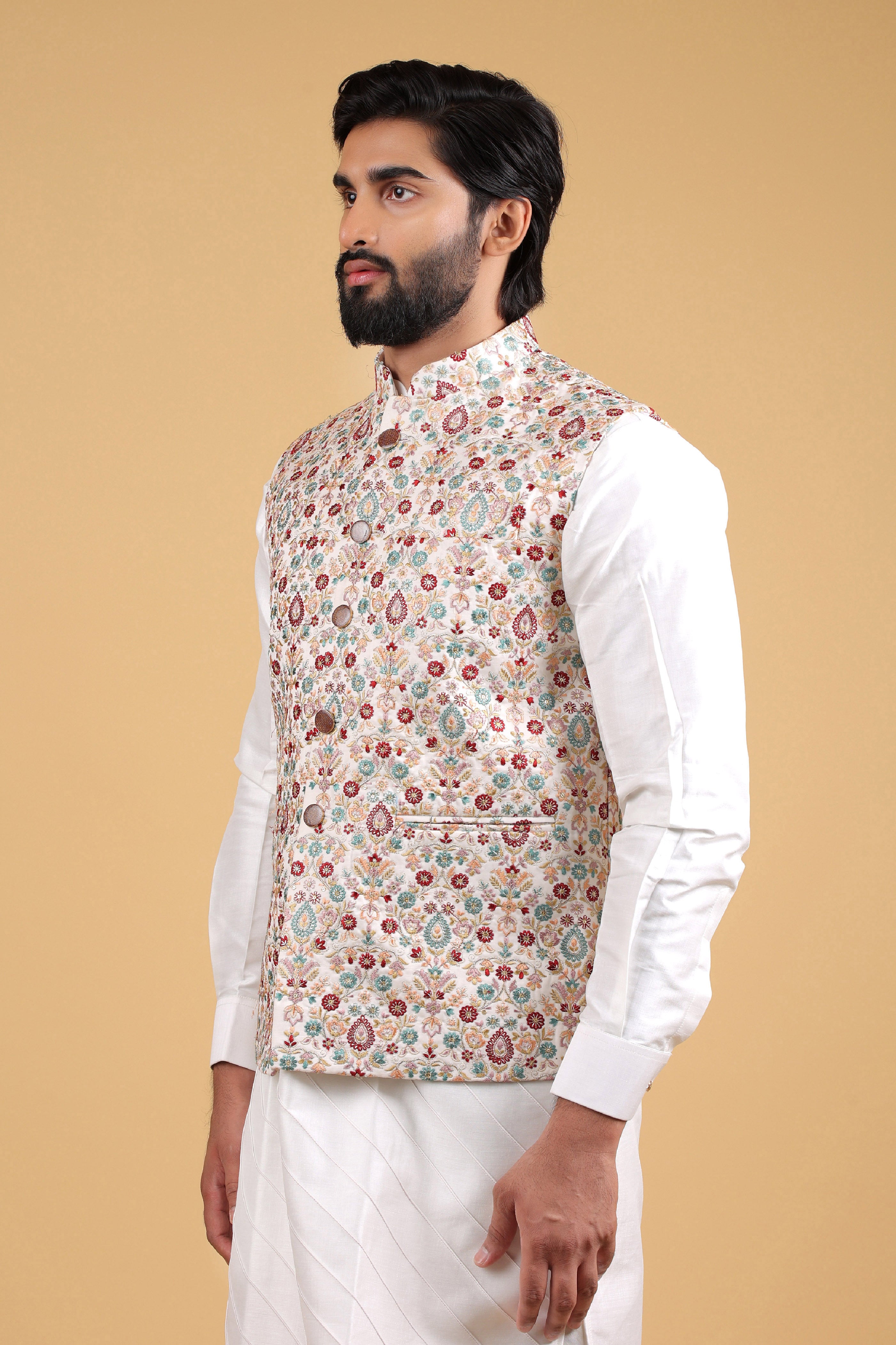 Regal Multicolor Zari Embroidered Sadri