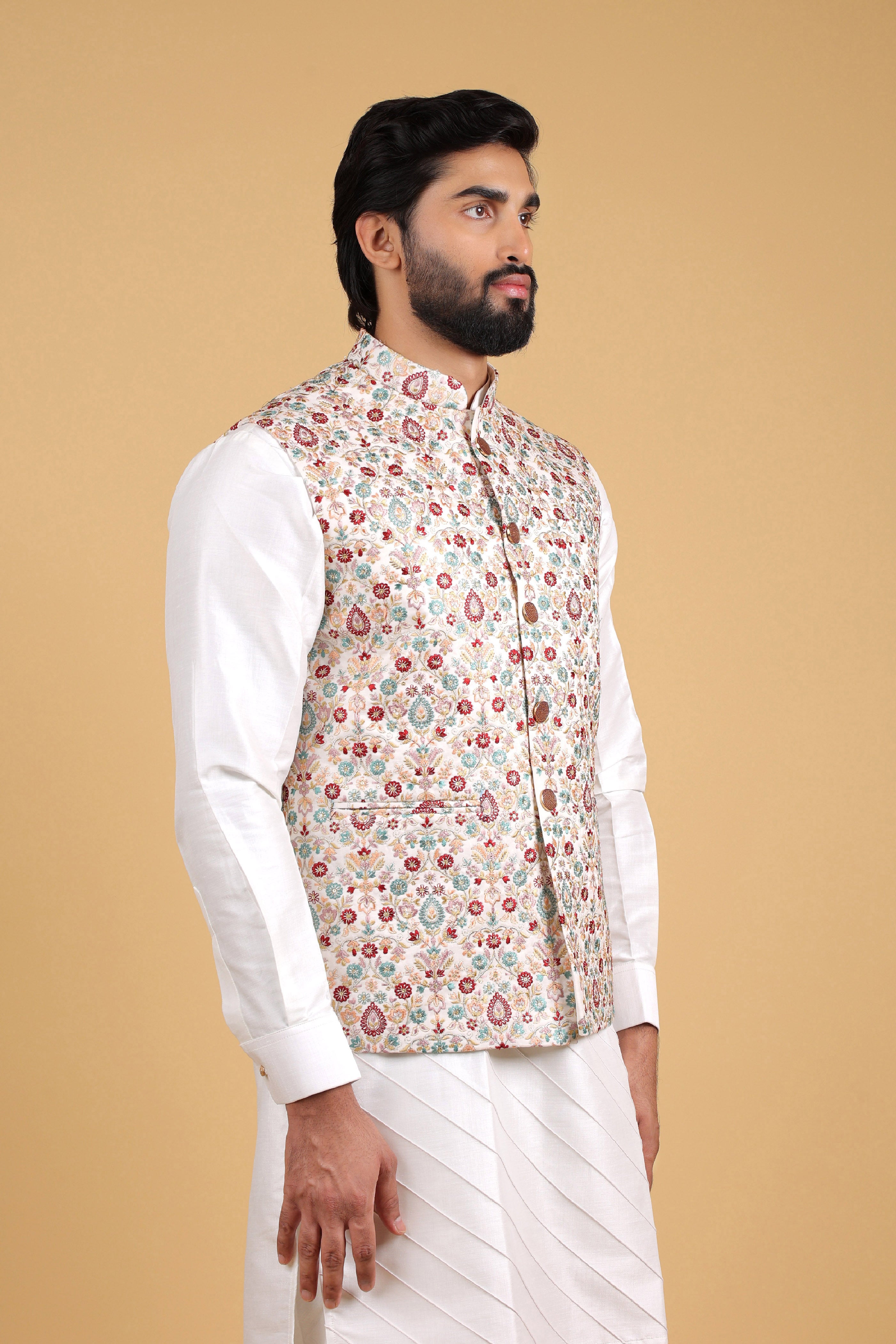 Regal Multicolor Zari Embroidered Sadri