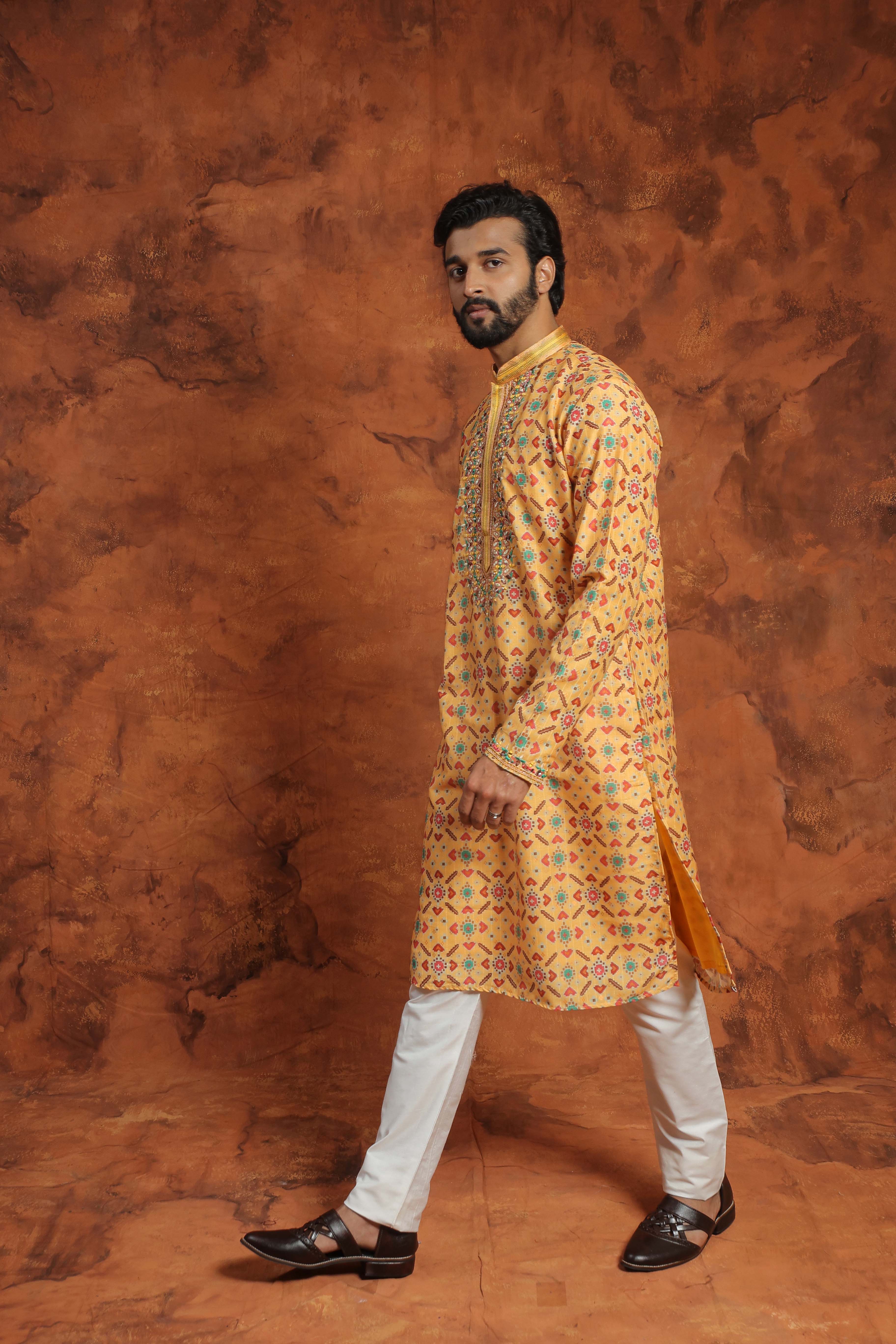 Vibrant Mustard Embroidered Kurta