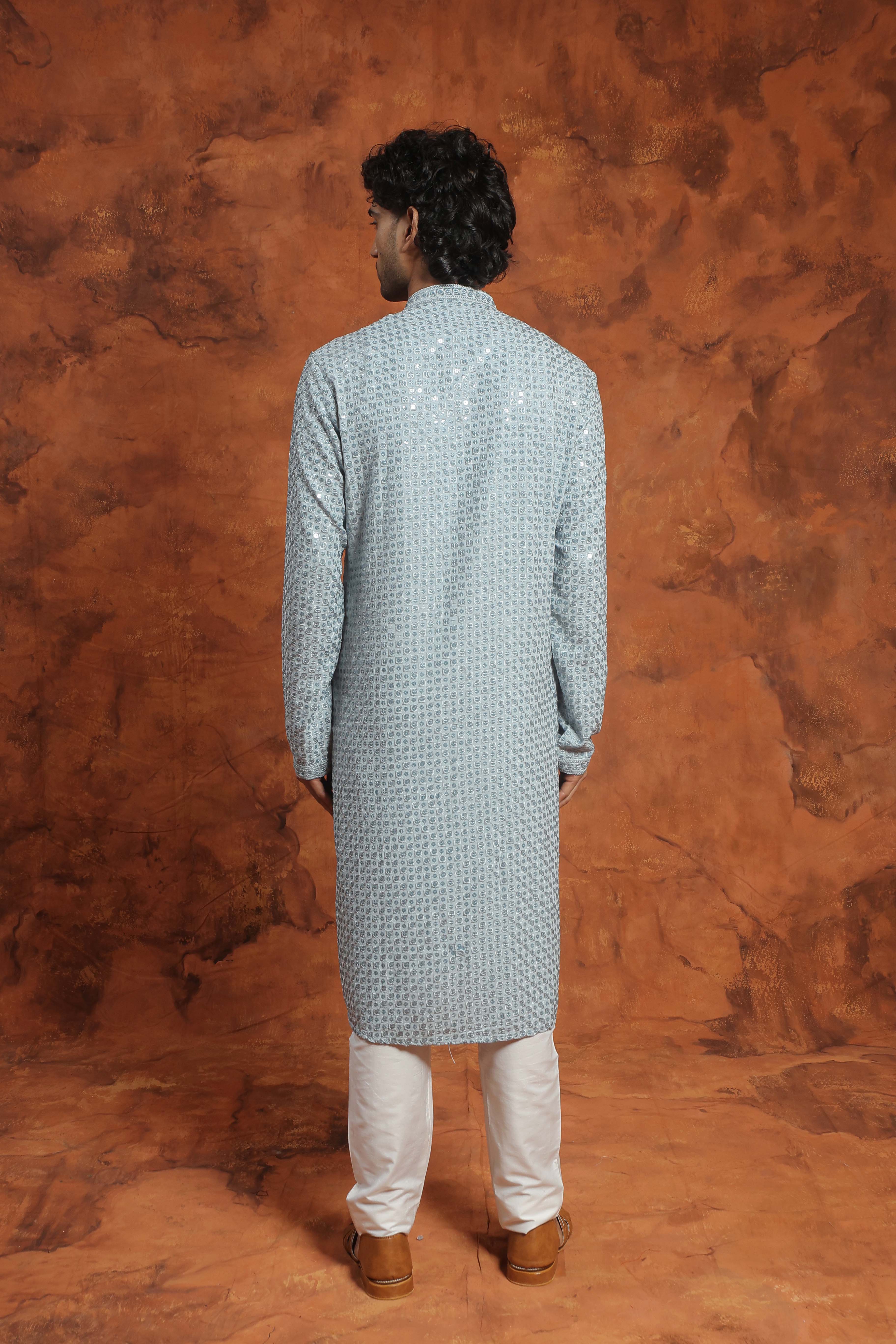 Subtle light blue Sequin Kurta