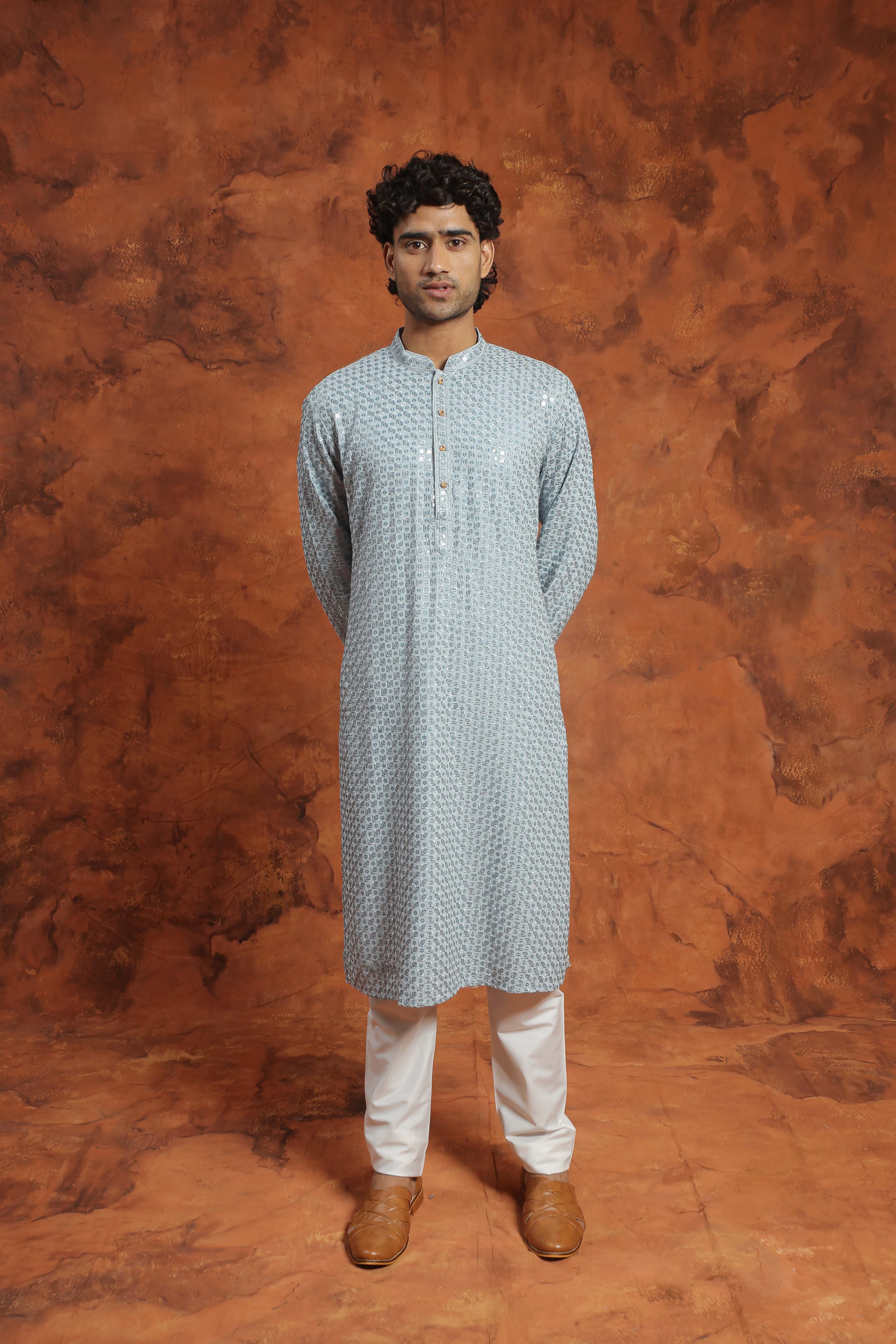 Subtle light blue Sequin Kurta