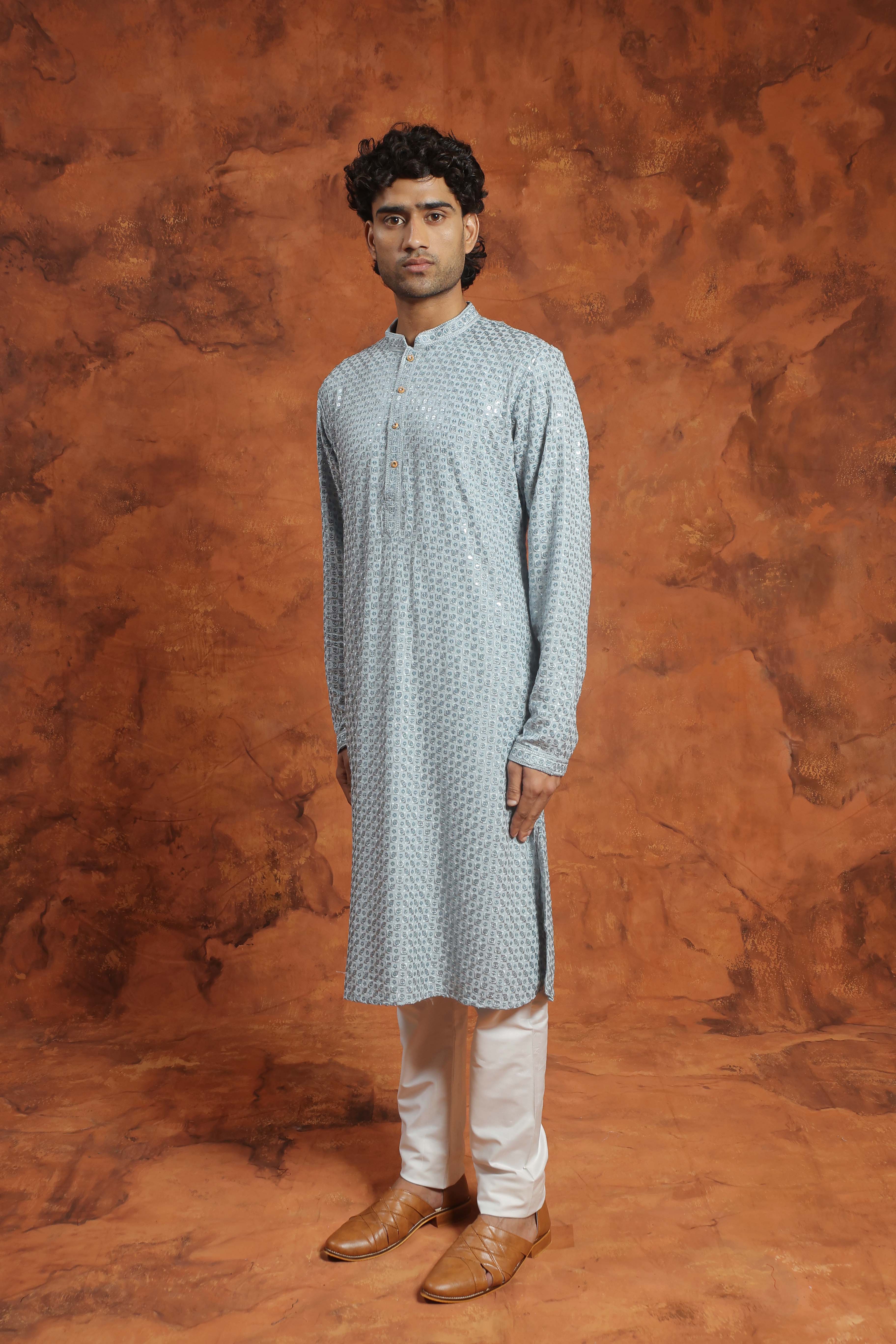 Subtle light blue Sequin Kurta