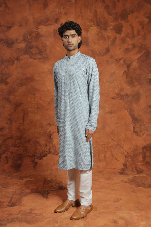 Subtle light blue Sequin Kurta