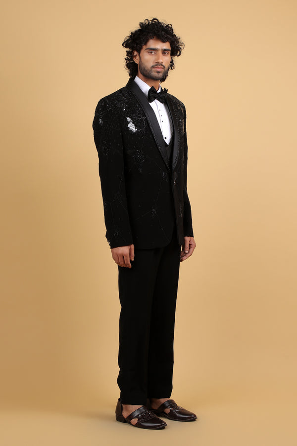 Regal Noir Heritage Embroidered Tuxedo Set