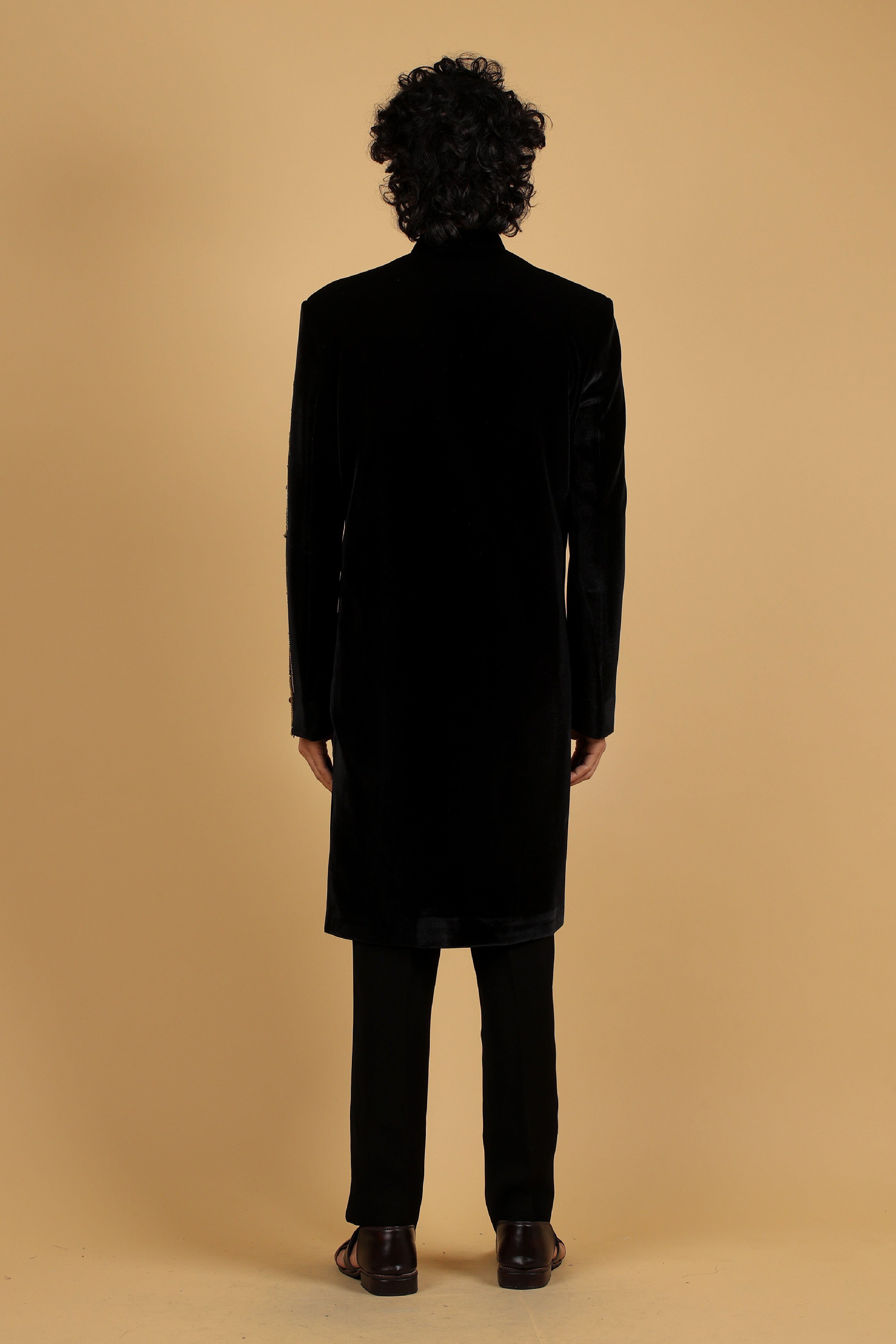 Roasty Black Gunmetal Embellished Eagel motif Indo-Western Ensemble