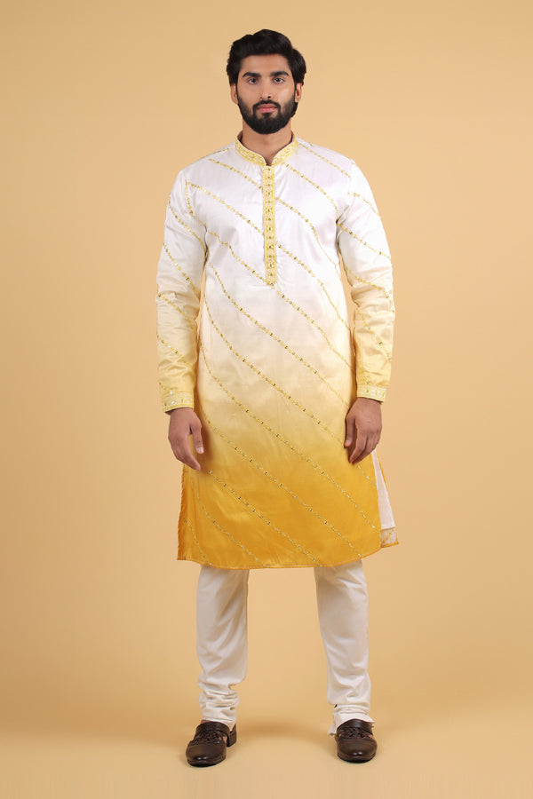 Sunset Glow Ombre Yellow Silk Kurta