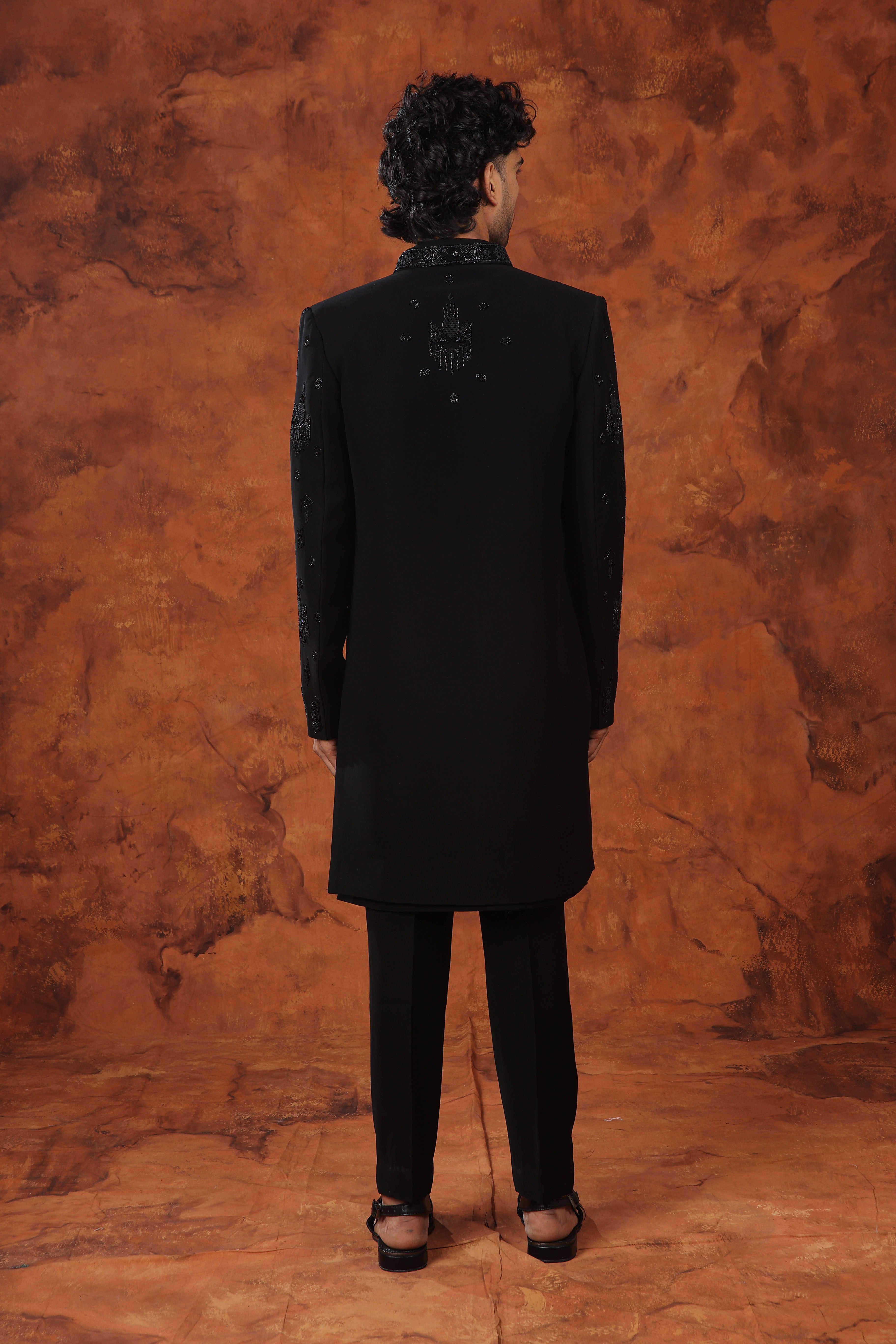 Noir Elegance Embroidered  Indowestern Suit