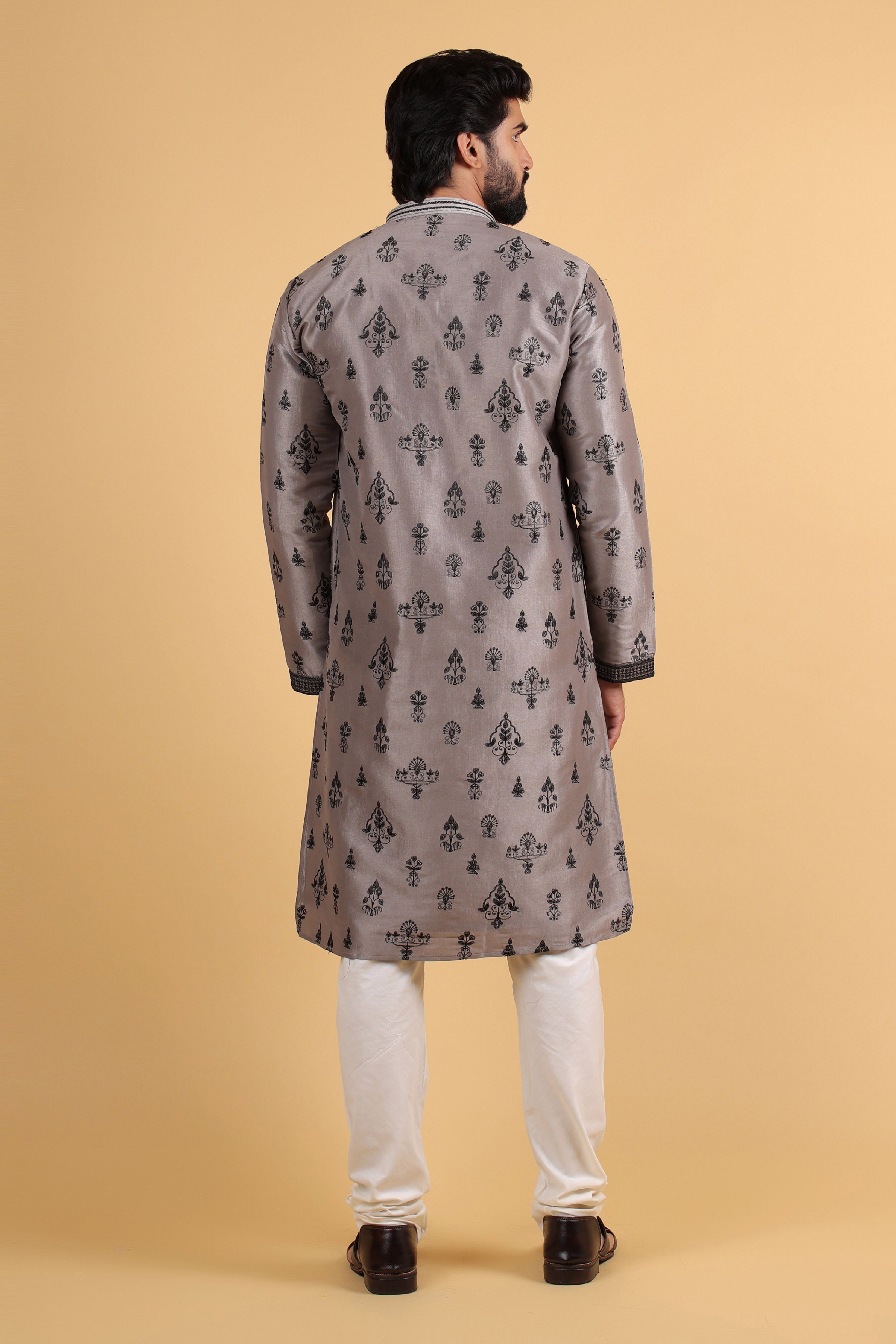 Grey Royale Thread Embroidered Kurta