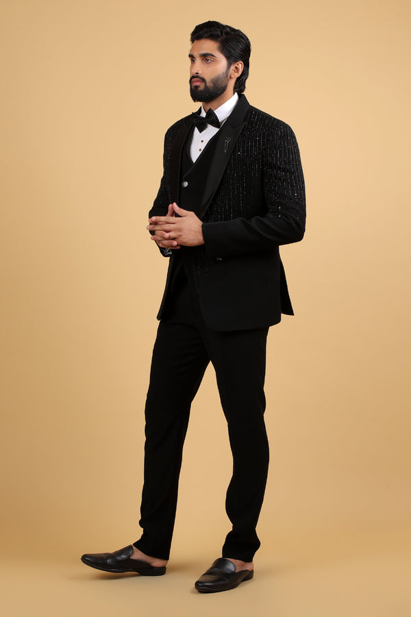 Imperial Noir Embroidered Tuxedo Set