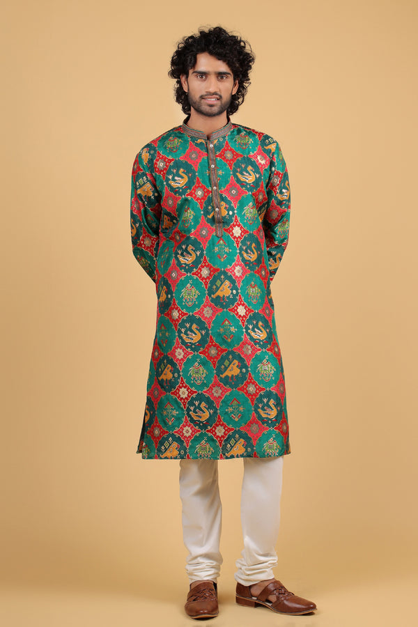 Regal Emerald Banarasi Zari Kurta