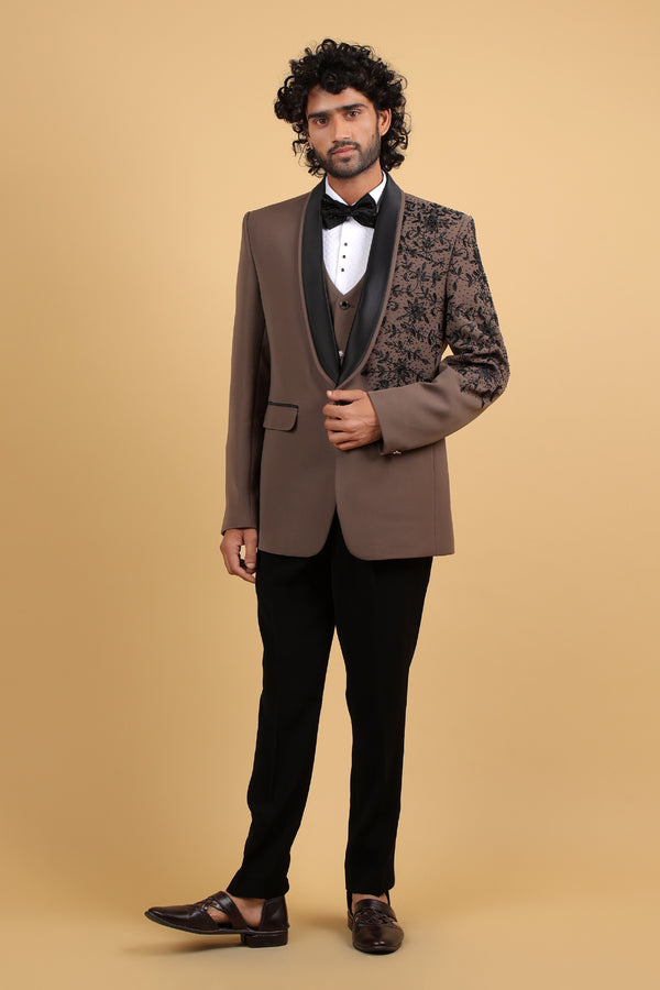 Regal Mouse Grey Embroidered Tuxedo Ensemble