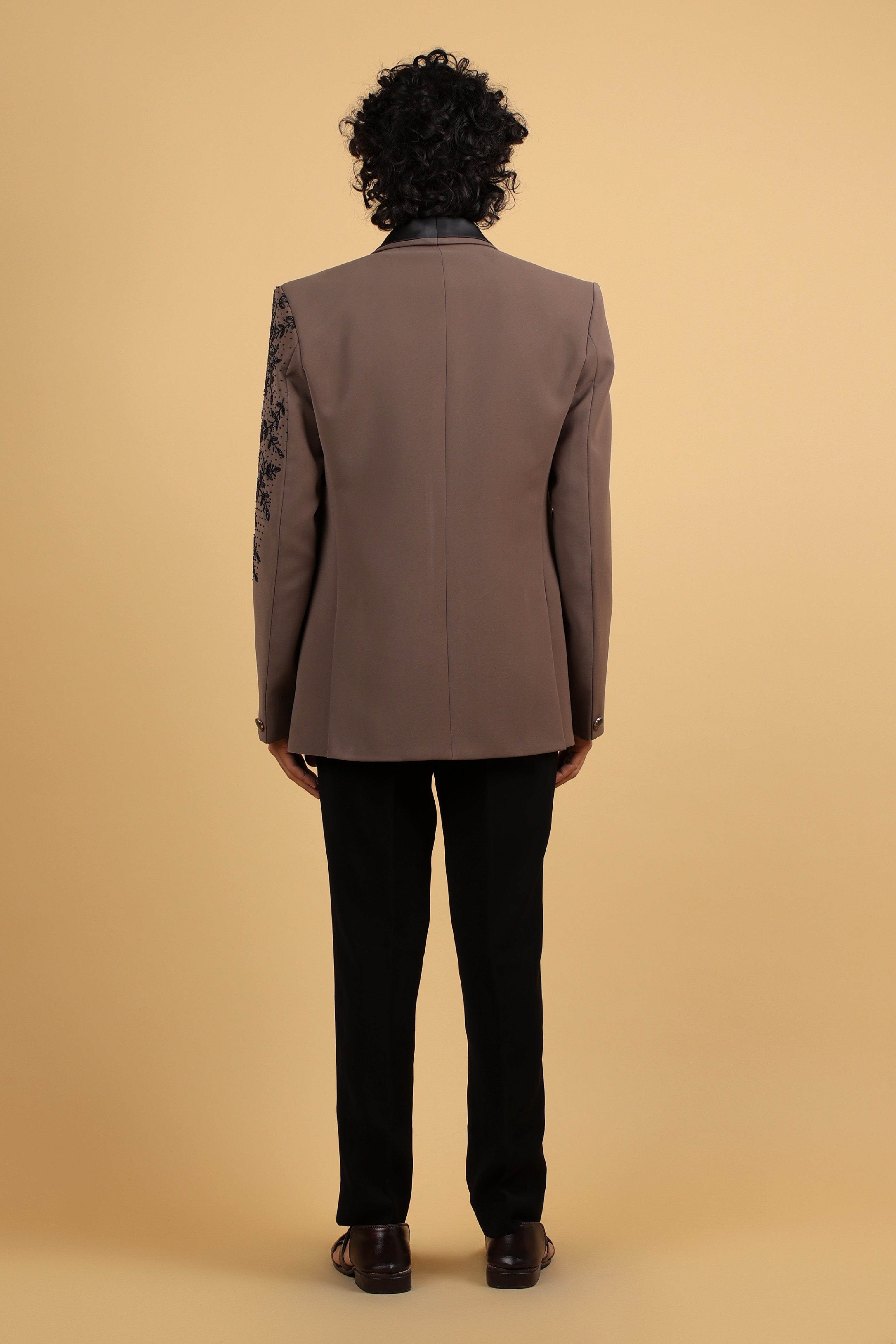 Regal Mouse Grey Embroidered Tuxedo Ensemble
