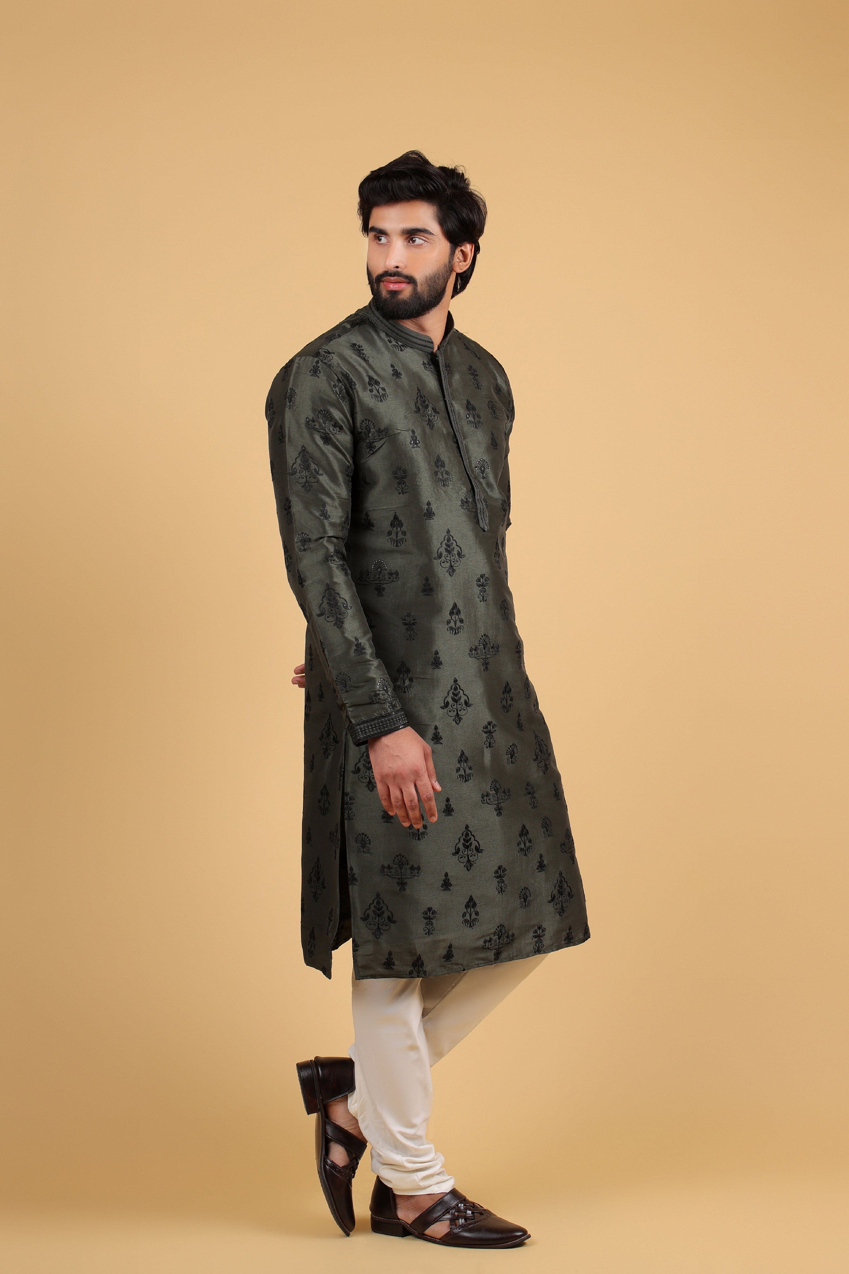 Imperial Dark Green Embroidered Kurta