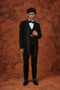 Celestial Noir All-Over Hand Embroidered 3-Piece Black Tuxedo