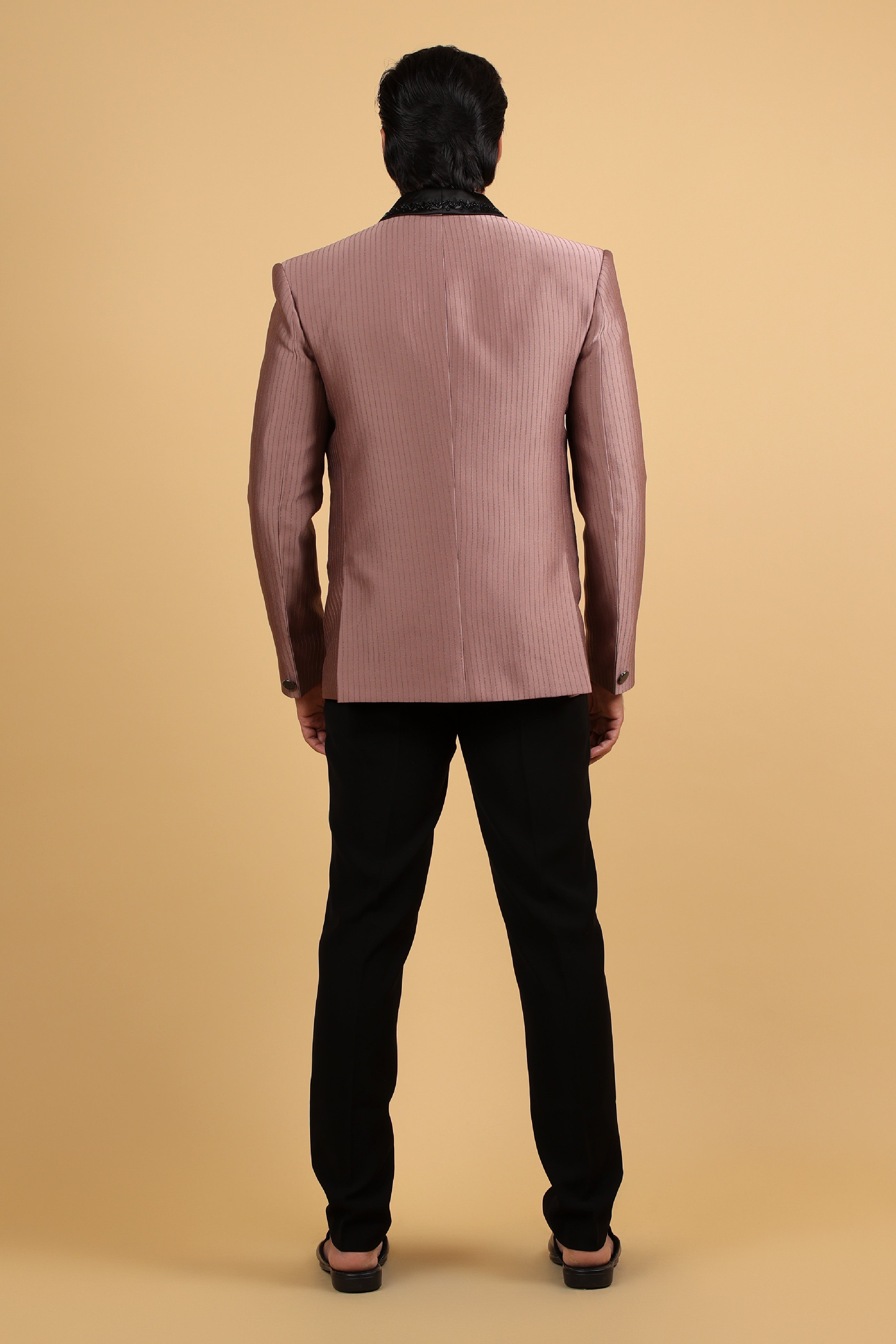 Imperial Peach Hand-Embroidered Tuxedo Set