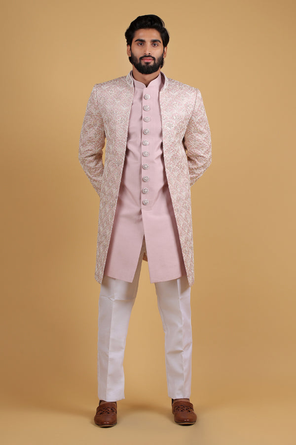 Blush Lavender Regal Embroidered Indo Western Ensemble