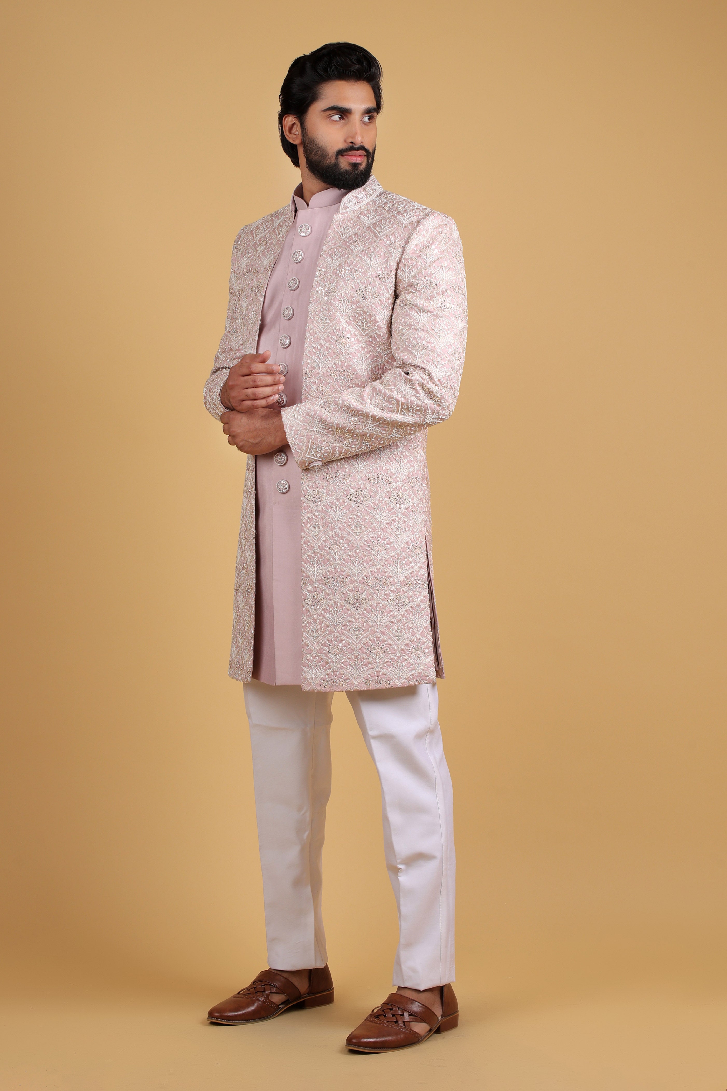 Blush Lavender Regal Embroidered Indo Western Ensemble