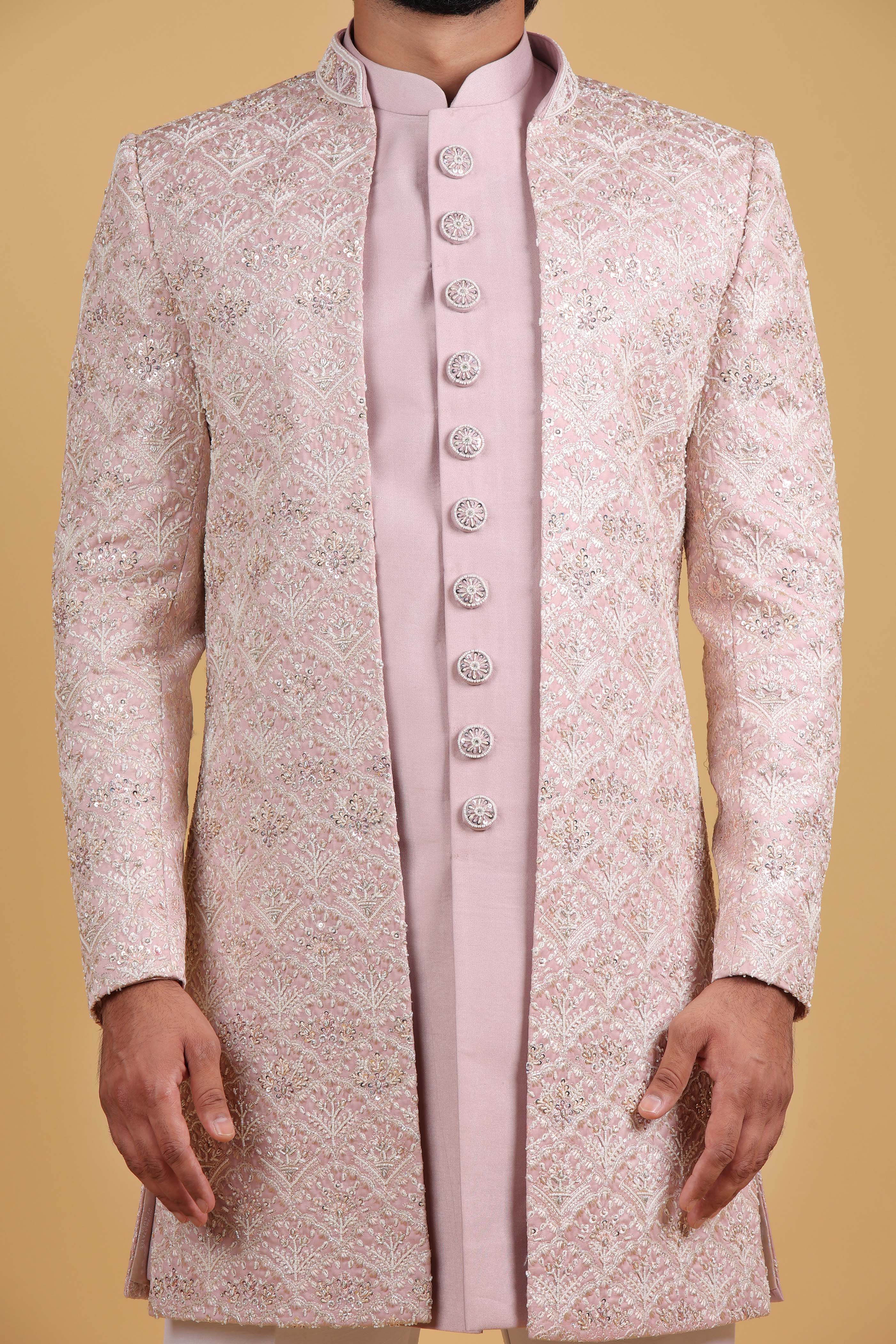 Blush Lavender Regal Embroidered Indo Western Ensemble