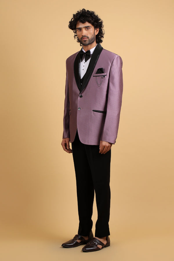 Regal Amethyst Embroidered Tuxedo Set