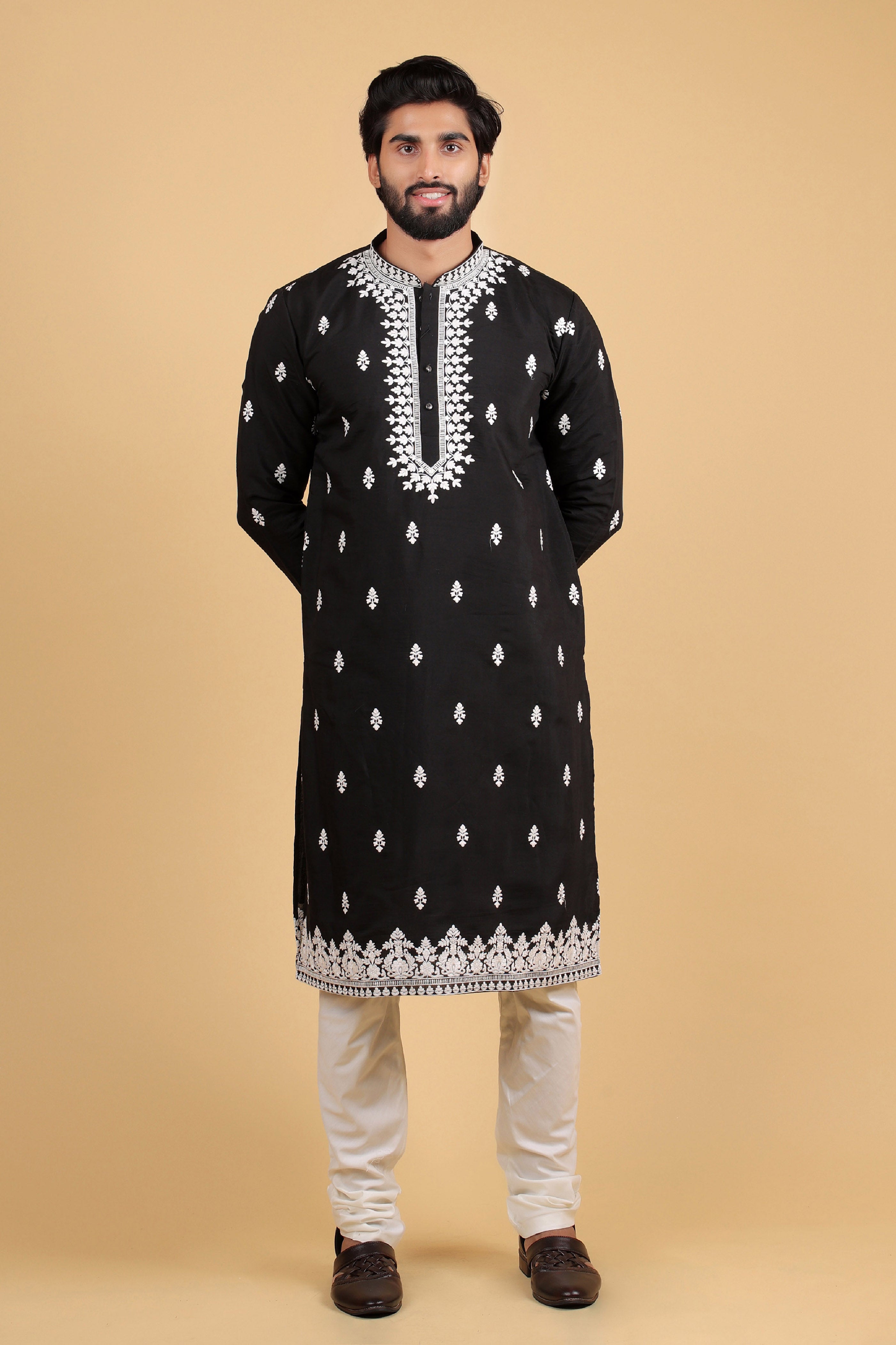 Ebony Elegance Chanderi Kurta