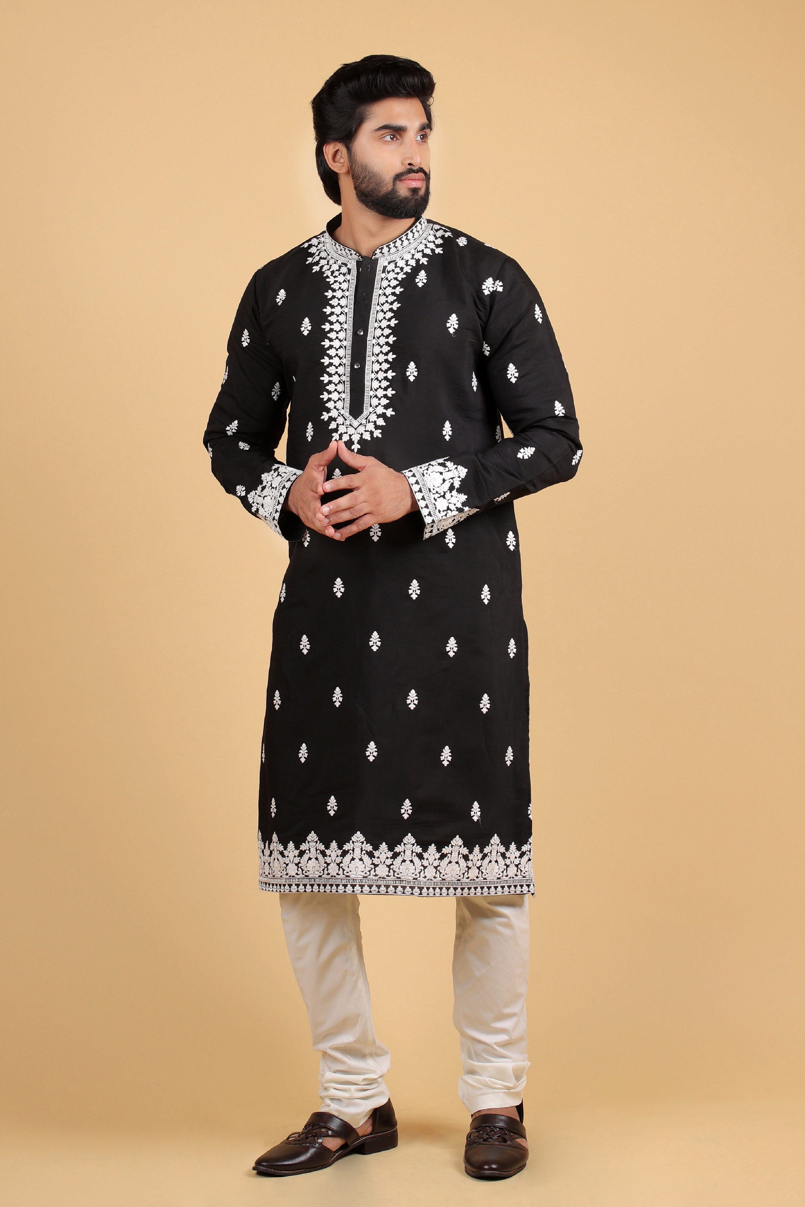 Ebony Elegance Chanderi Kurta