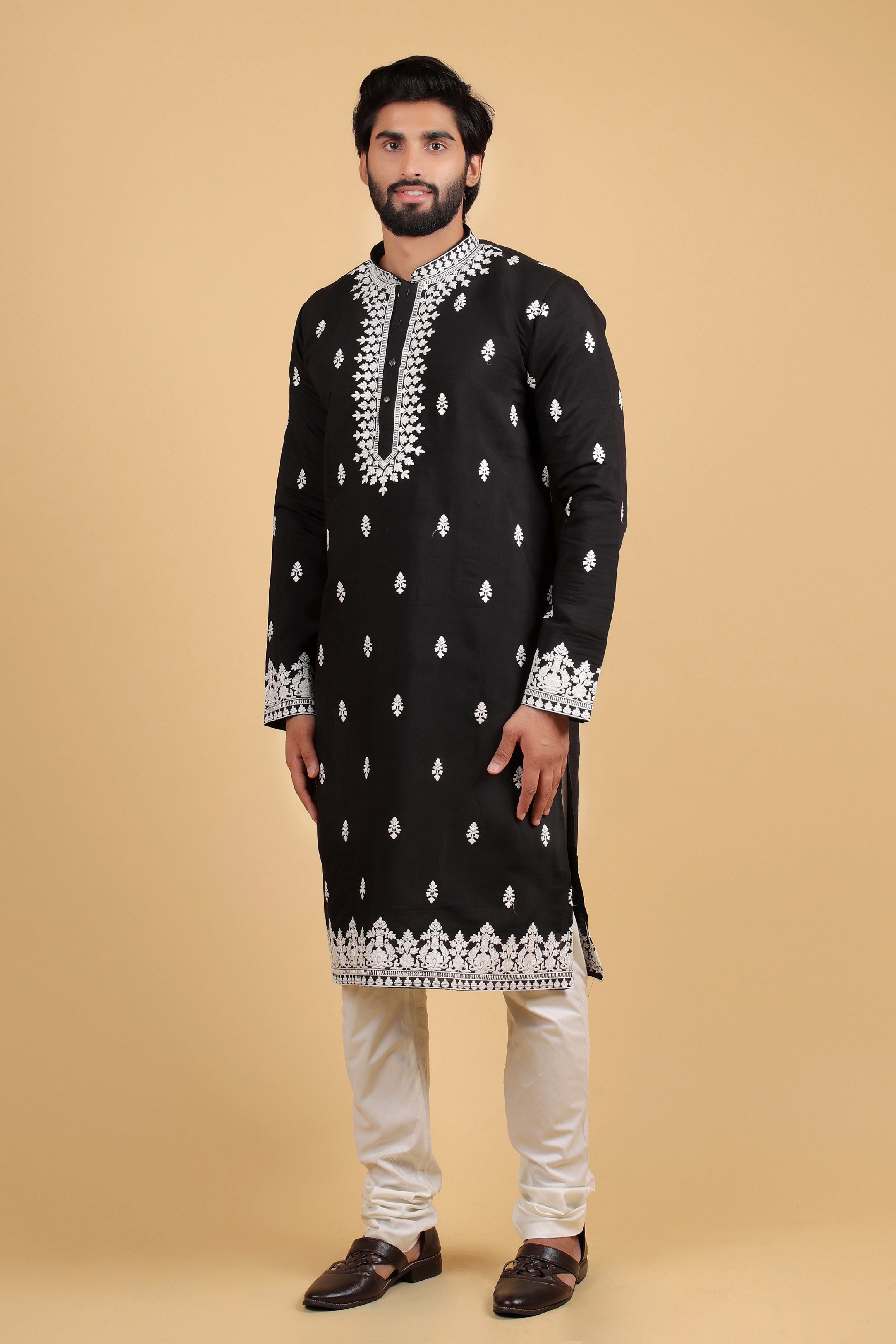 Ebony Elegance Chanderi Kurta