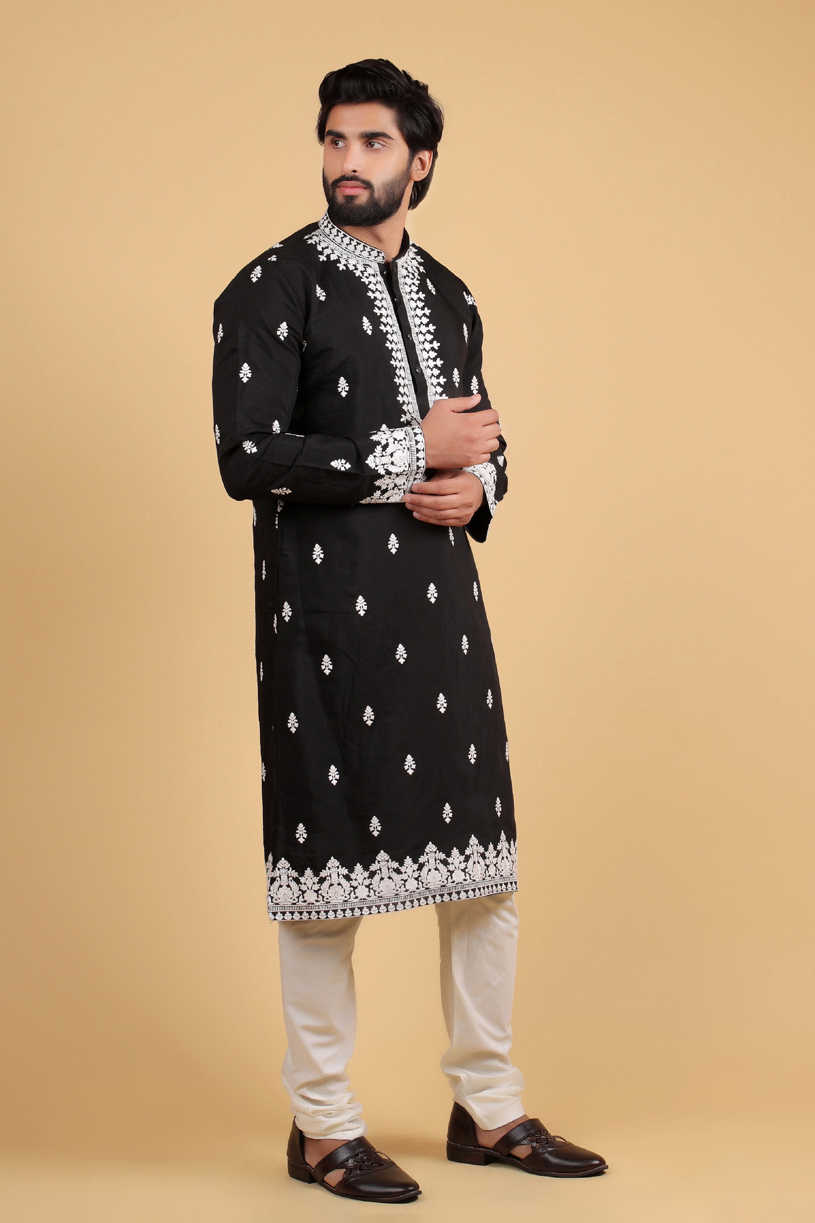 Ebony Elegance Chanderi Kurta