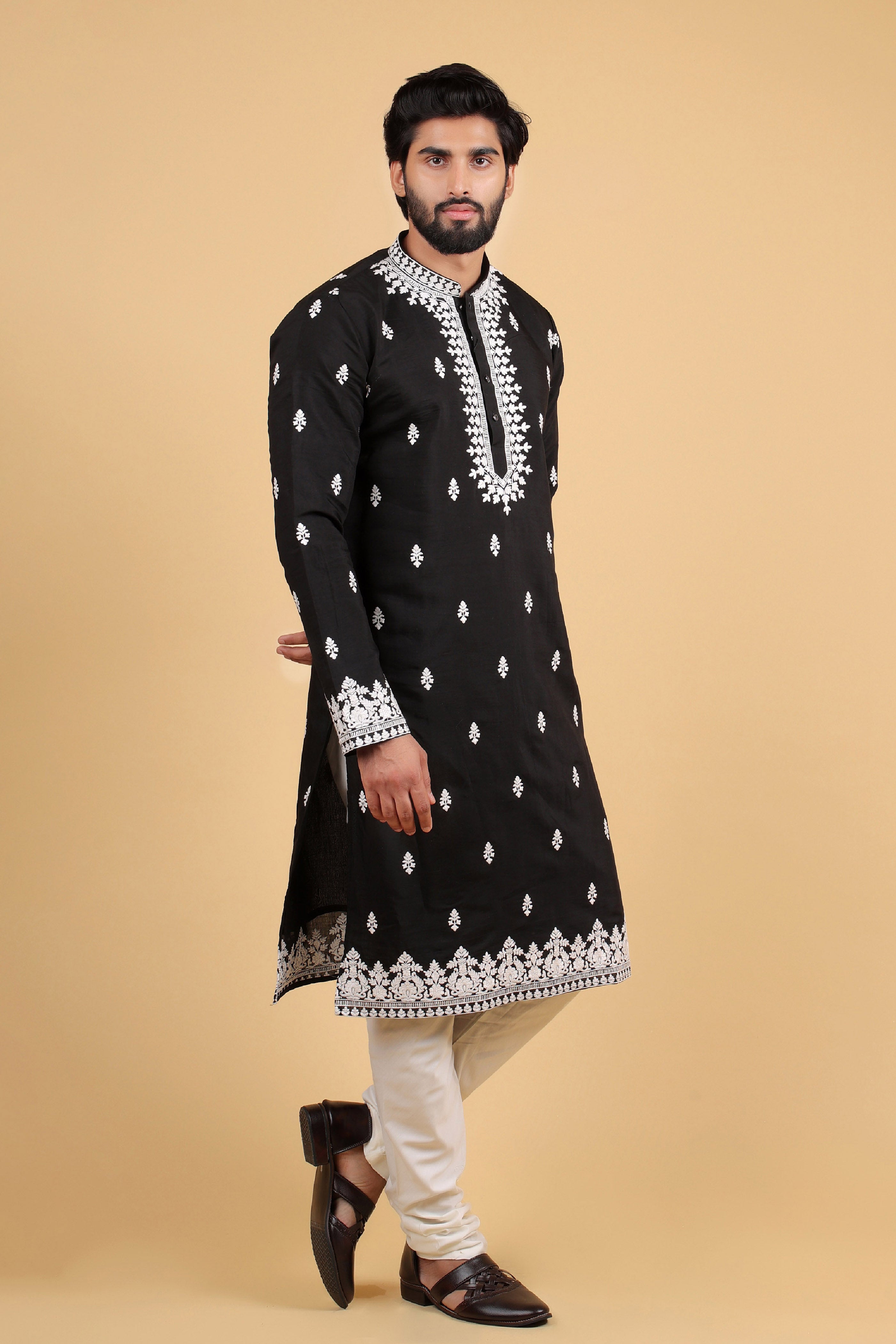 Ebony Elegance Chanderi Kurta