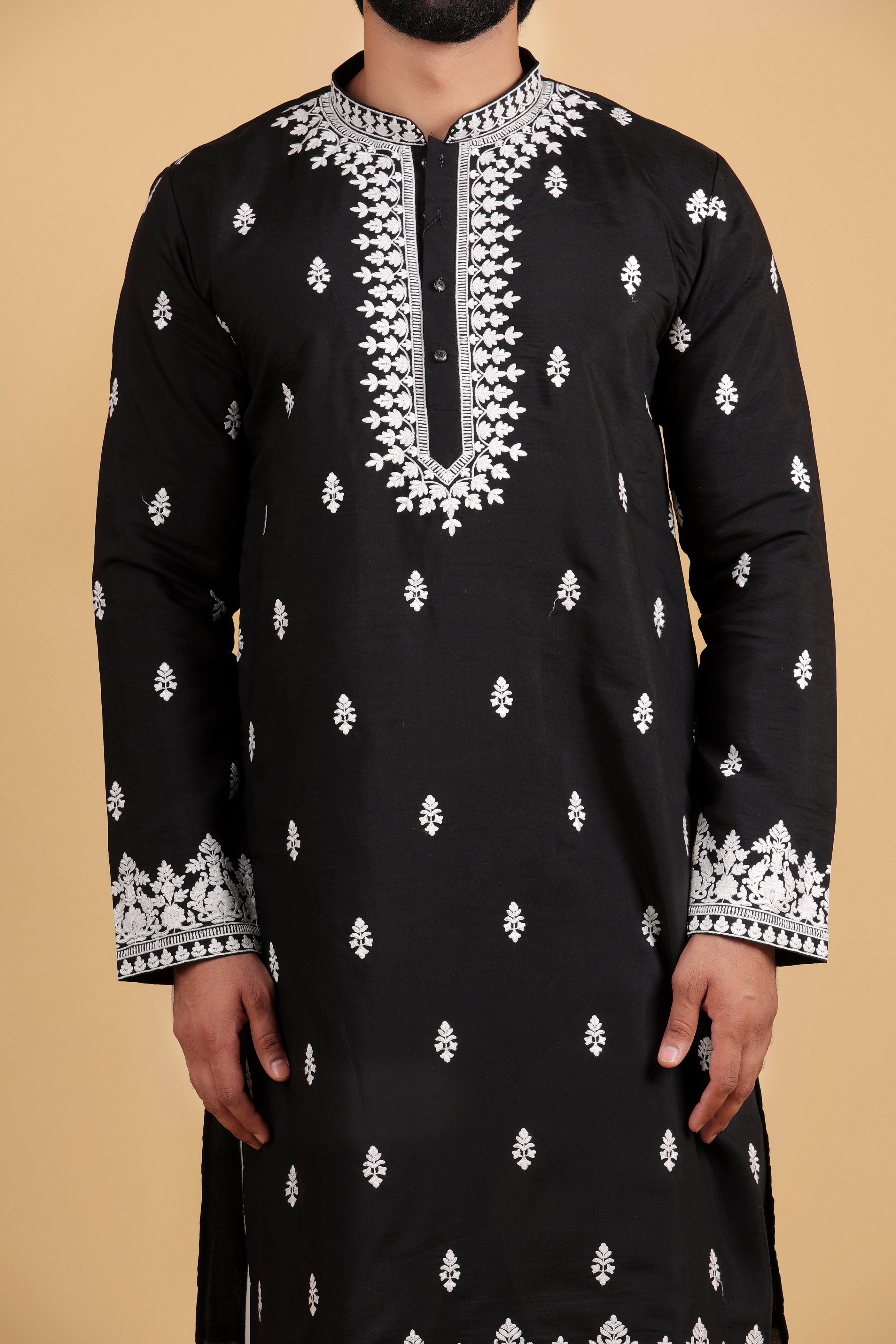 Ebony Elegance Chanderi Kurta