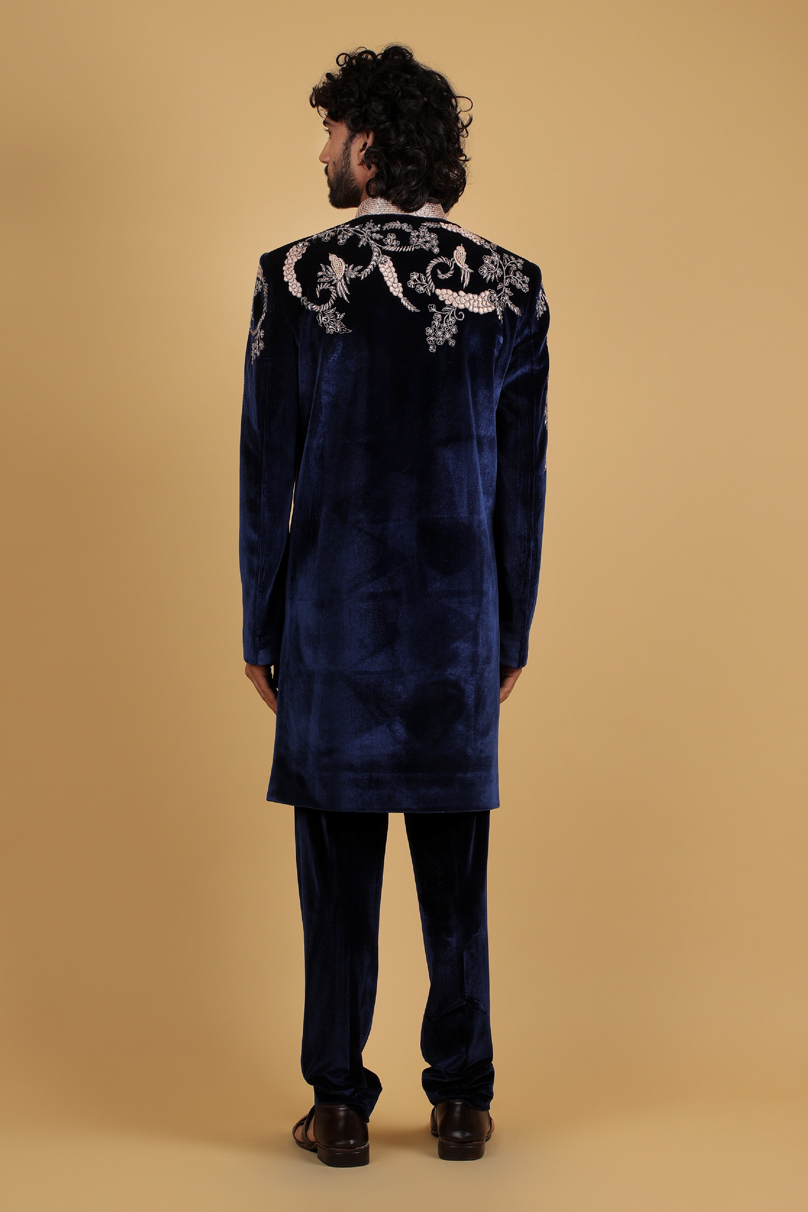 Roasty Blue Velvet Regal Indo Western