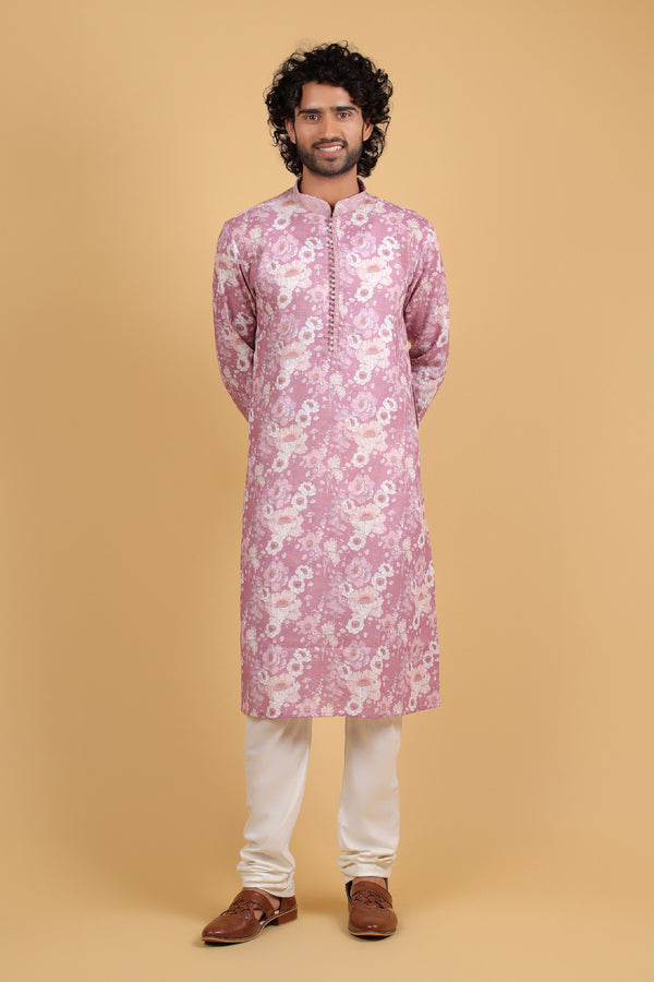 Blush Purple Floral Printed Kurta