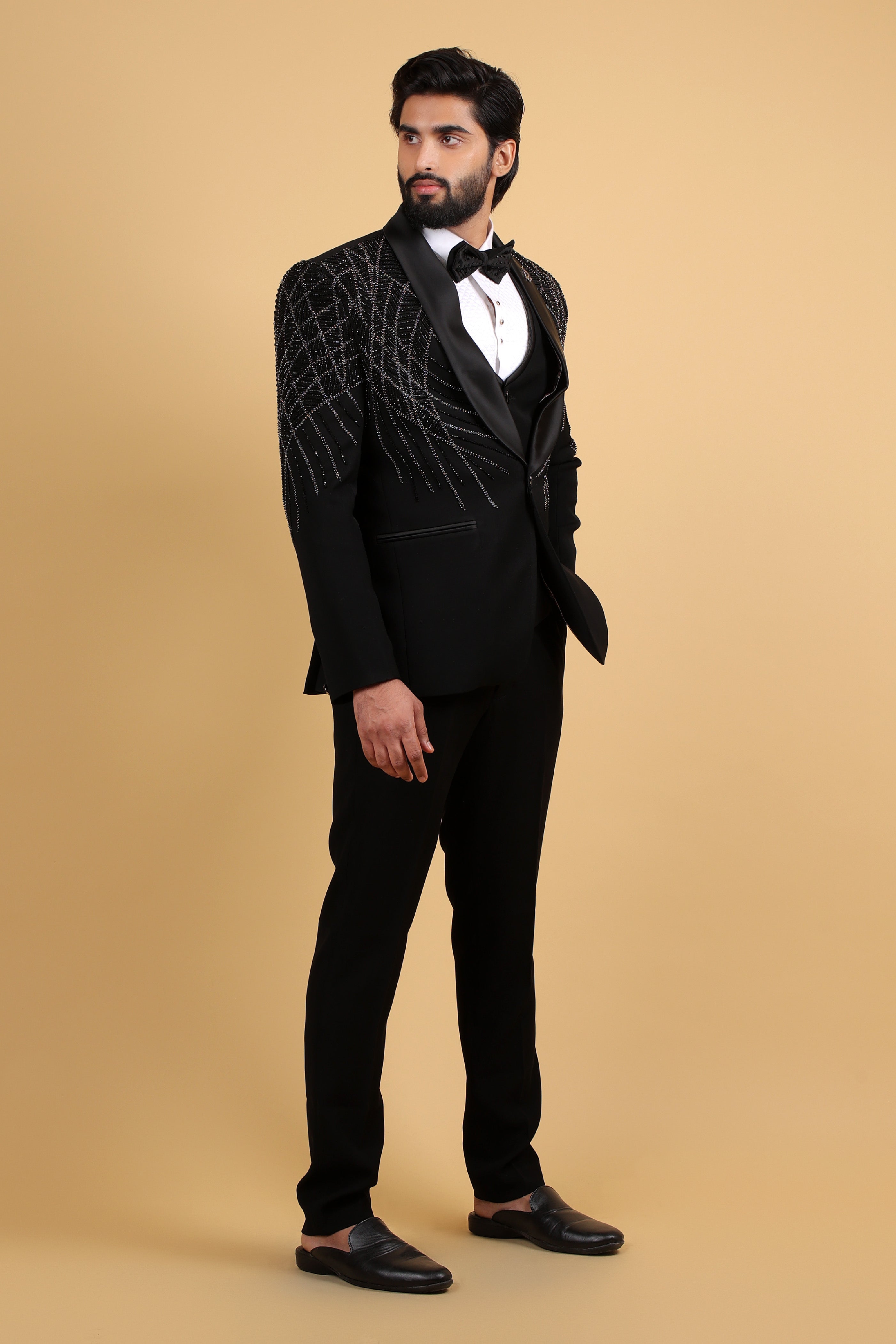 Noir Royale Hand-Embroidered Tuxedo Set
