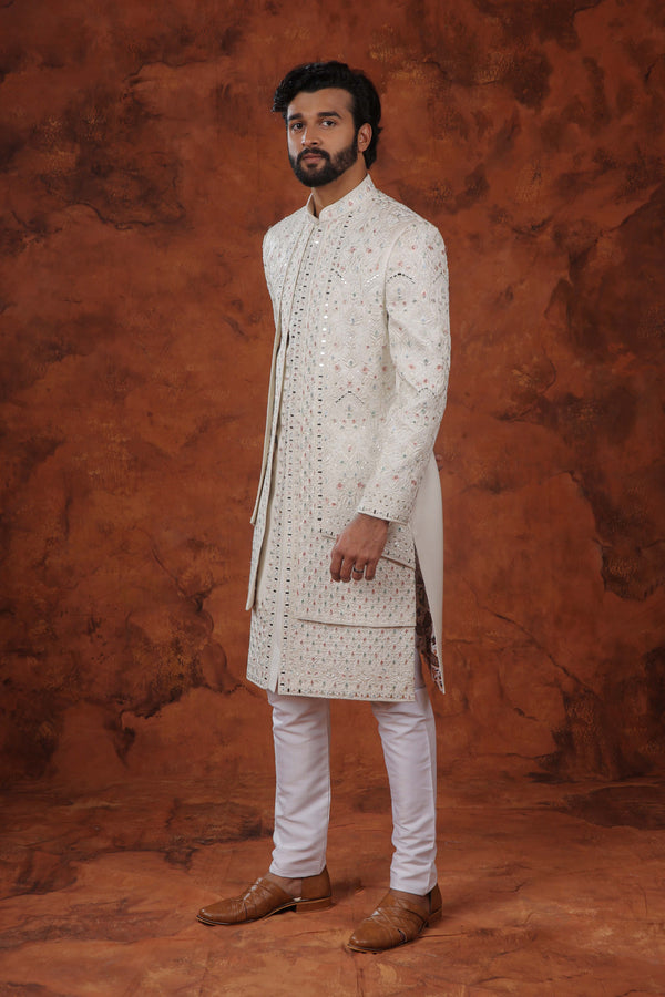 Mehr Ivory Sherwani Set