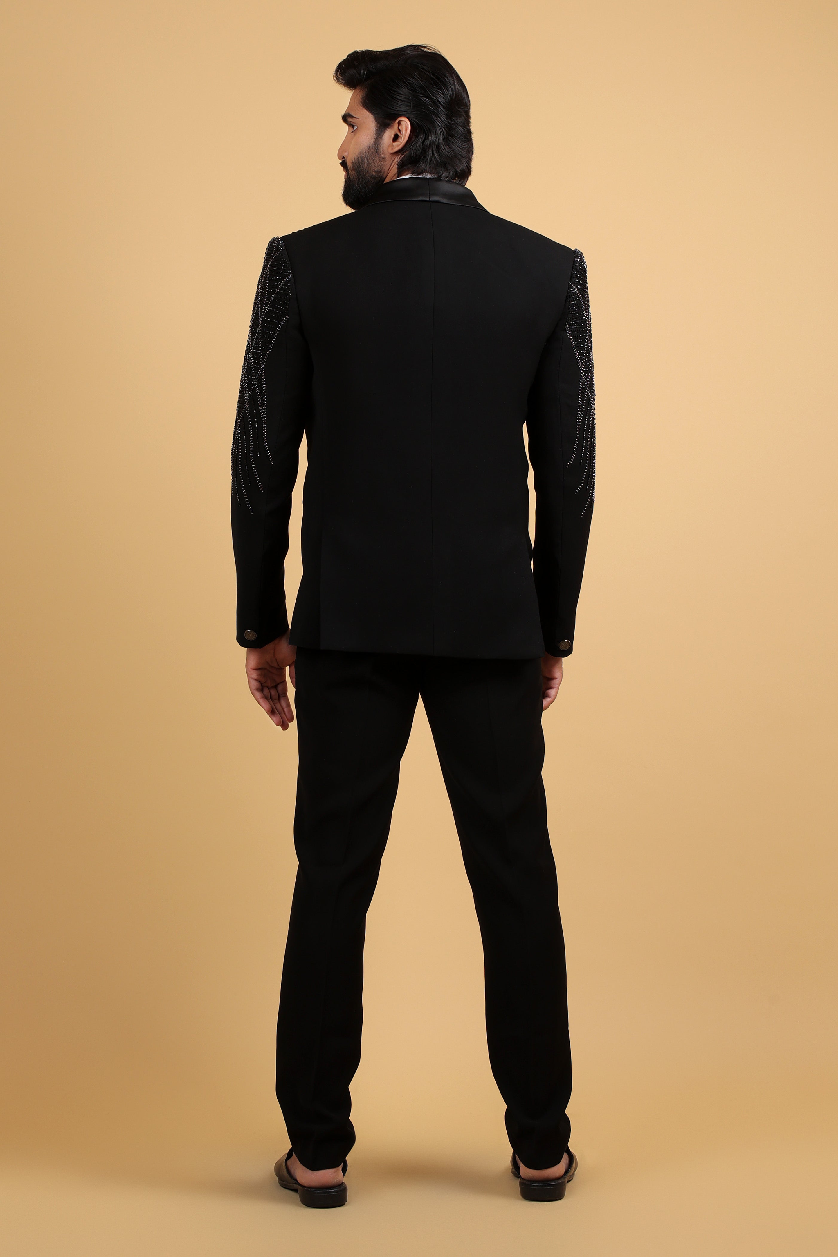 Noir Royale Hand-Embroidered Tuxedo Set