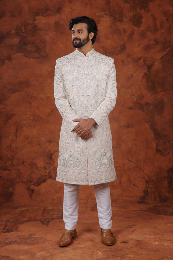 Meharudda Ivory Sherwani Set