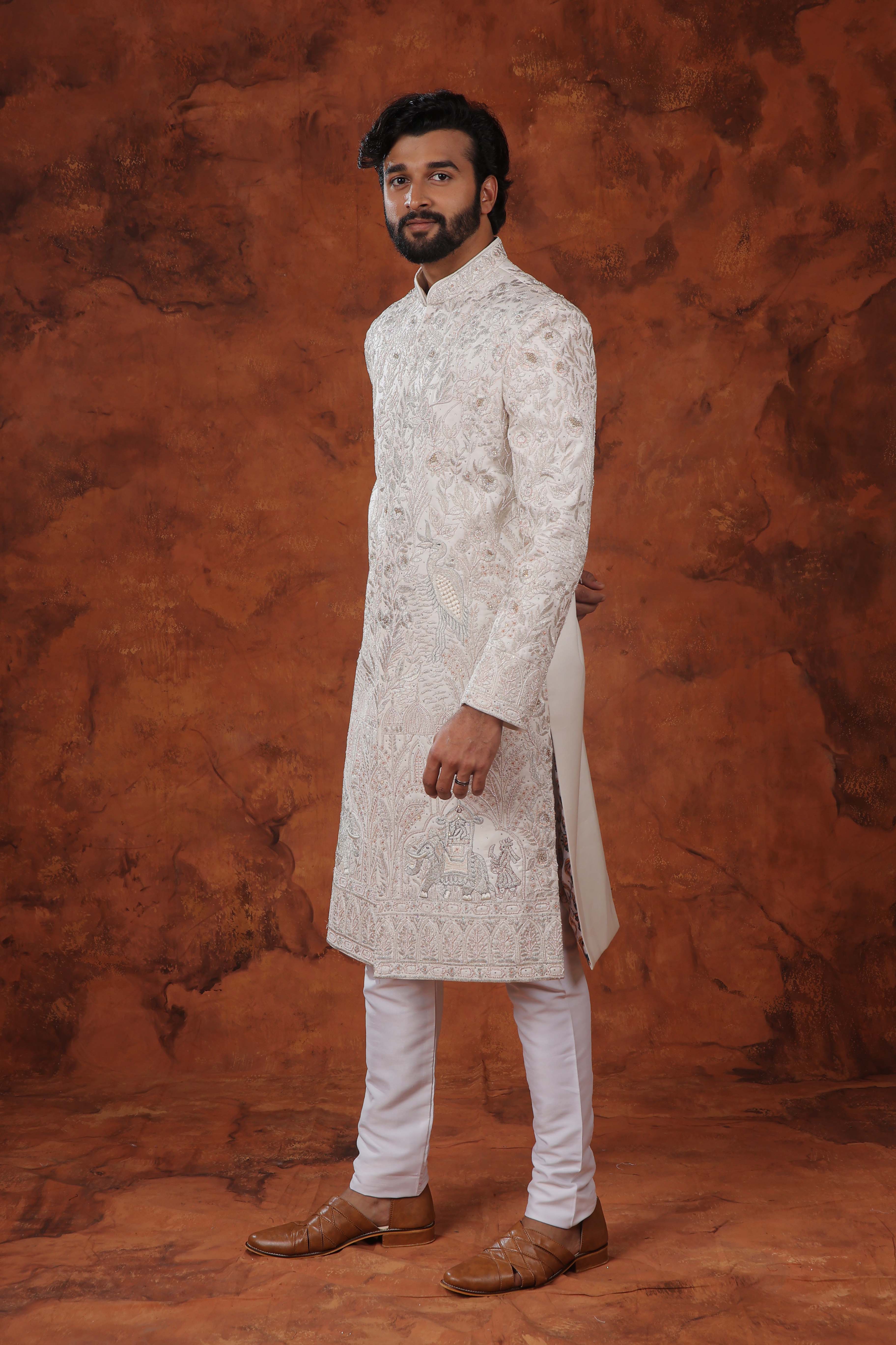 Meharudda Ivory Sherwani Set