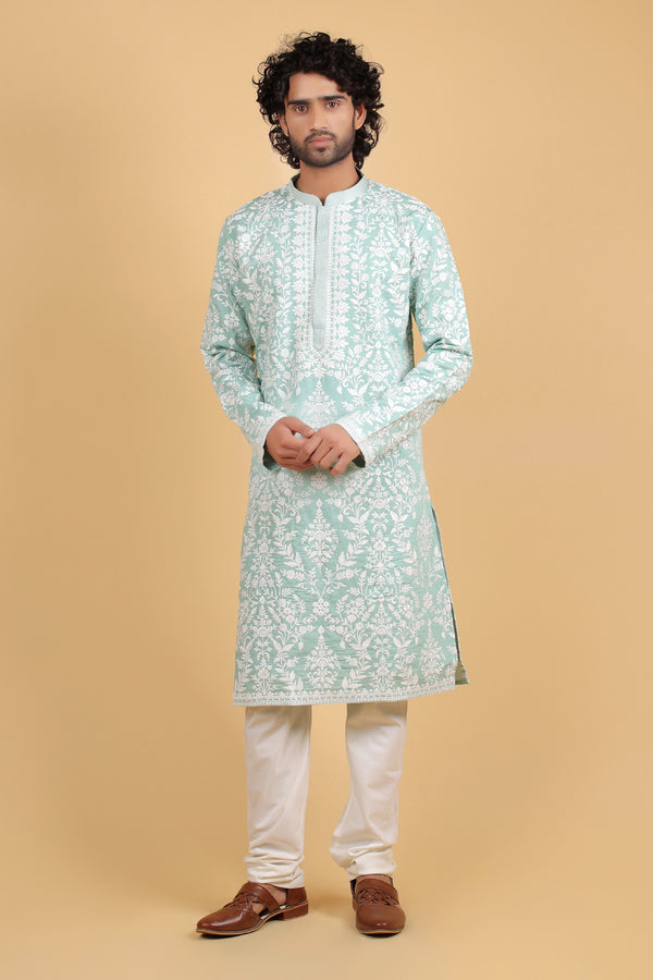 Sea Green Regal Resham Embroidered Kurta
