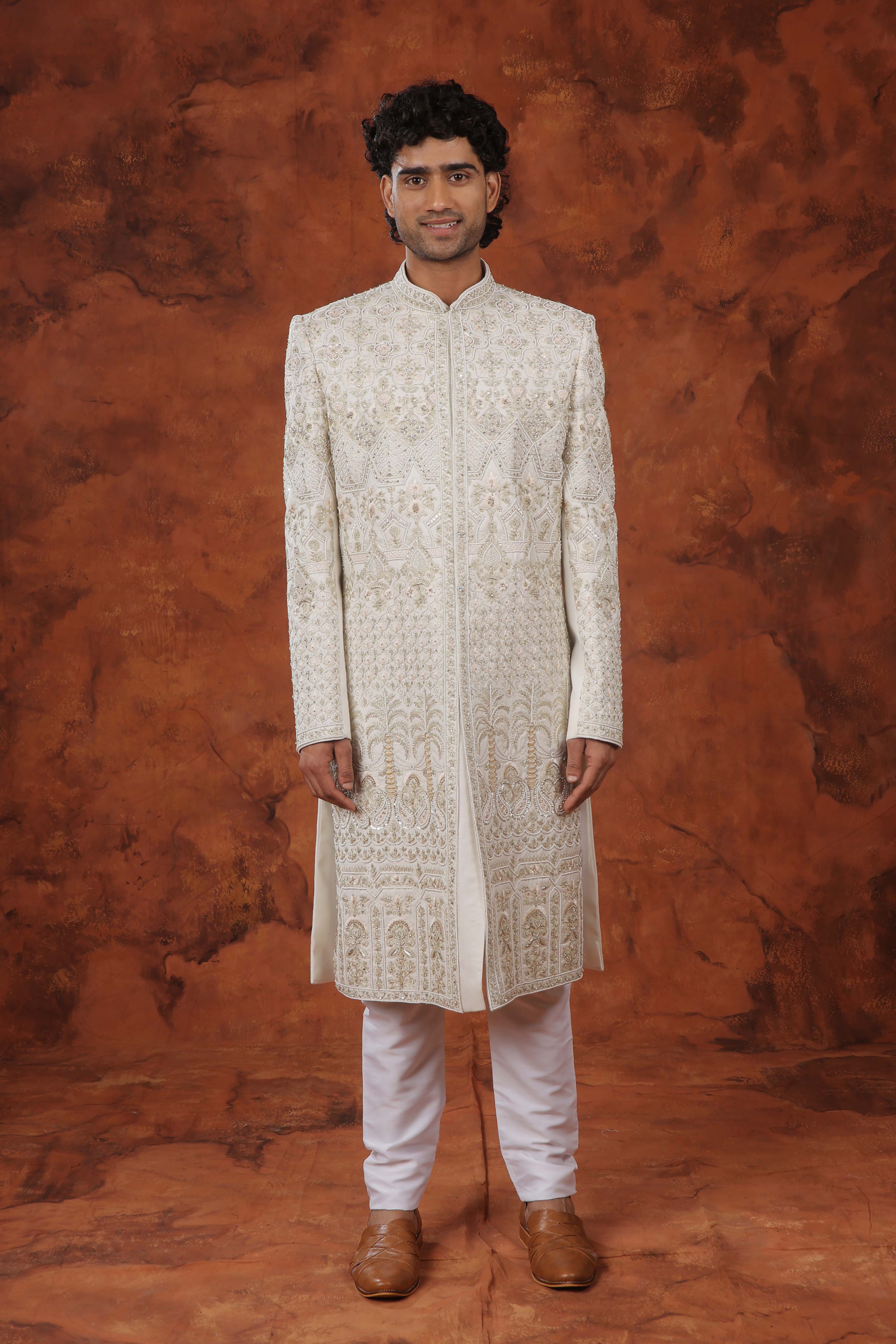 Stone Ivory Sherwani Set