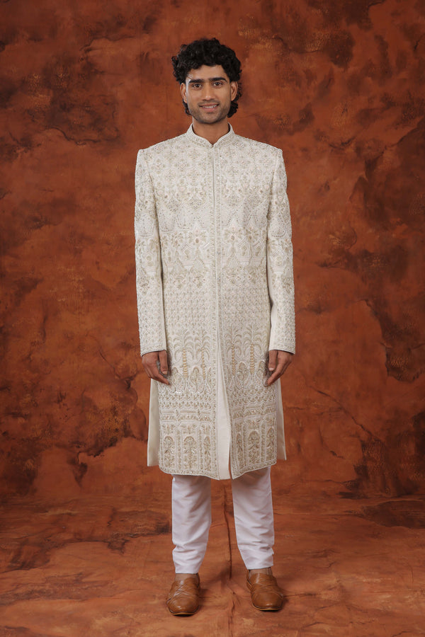 Stone Ivory Sherwani Set